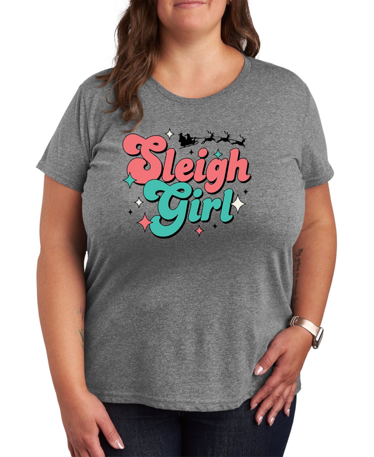 Plus Size Sleigh Girl Graphic T-shirt Hybrid Apparel