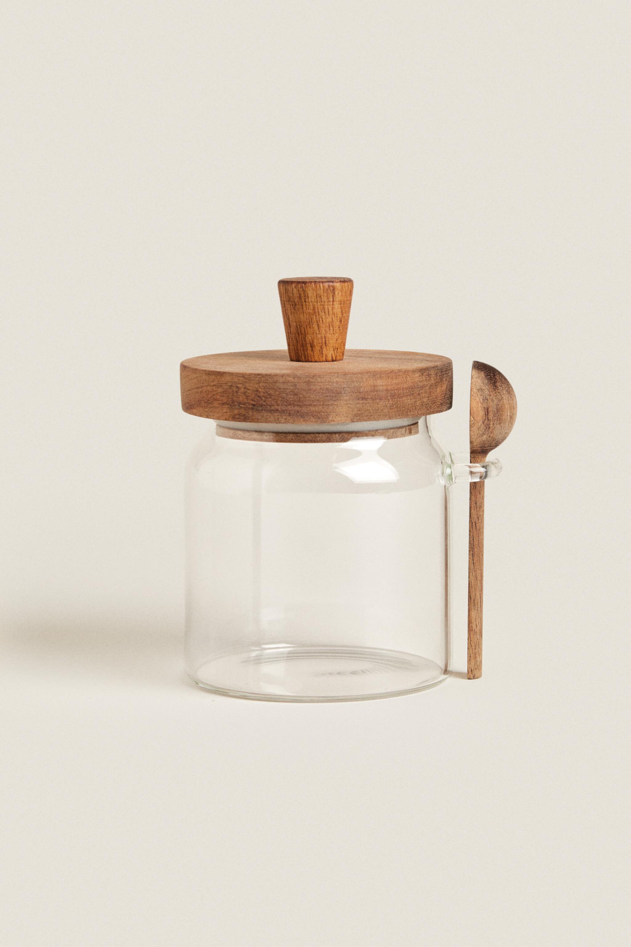 BOROSILICATE GLASS AND WOOD SUGAR BOWL Zara Home