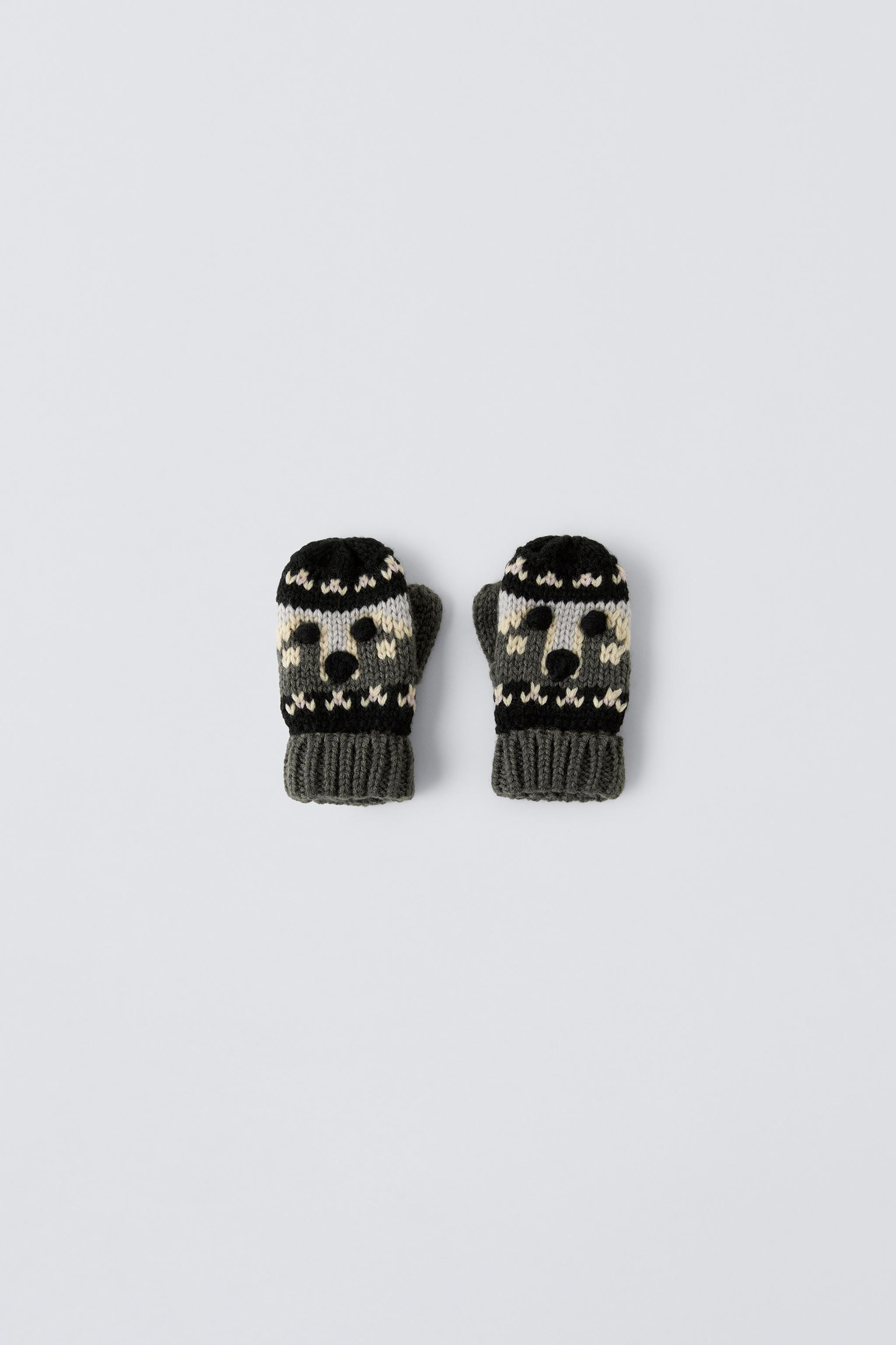 Зимние перчатки ZARA FOX KNIT MITTENS ZARA