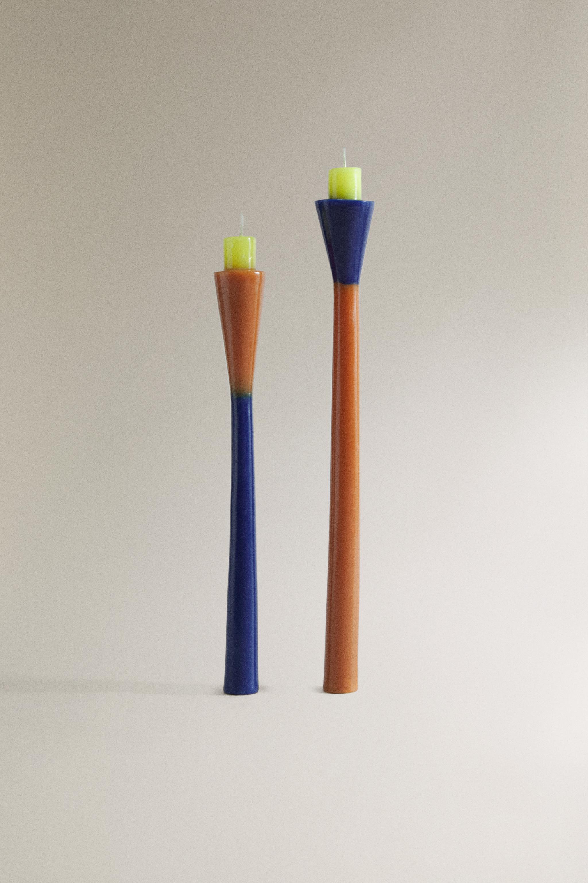 PACK OF ABSTRACT COLORED CANDLES (PACK OF 2) x COLLAGERIE Zara Home