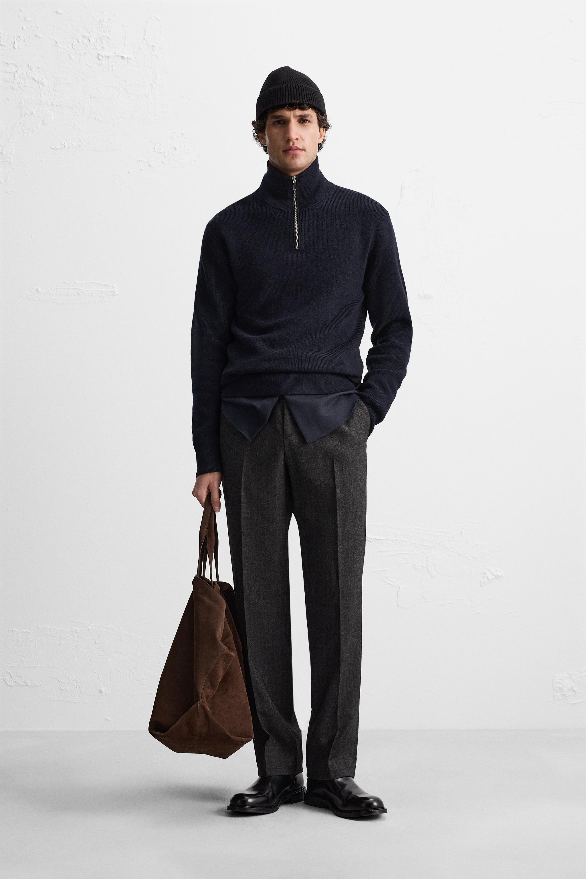 Мужской Свитер Zara WOOL AND COTTON QUARTER ZIP ZARA