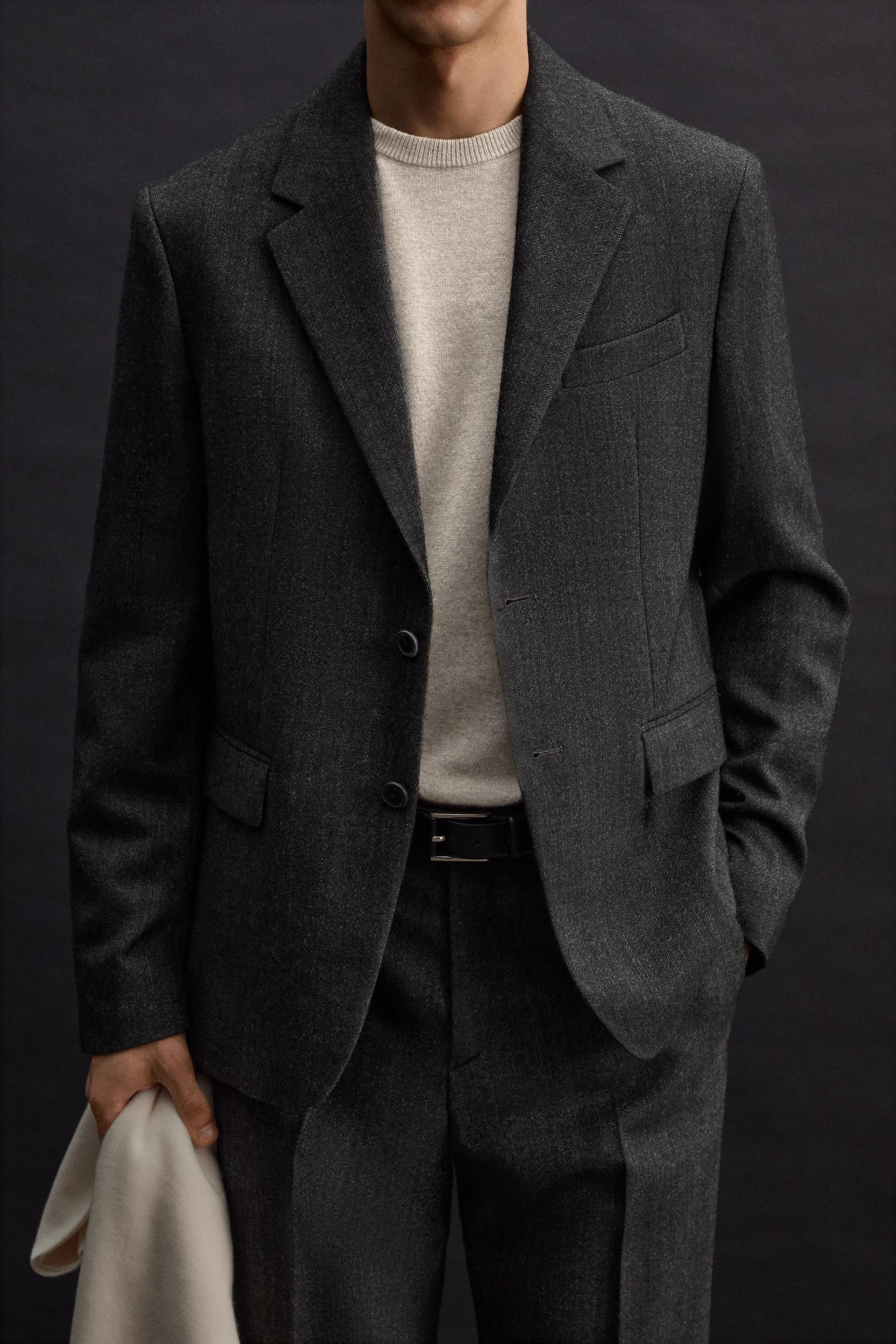 WOOL TWILL SUIT JACKET ZARA