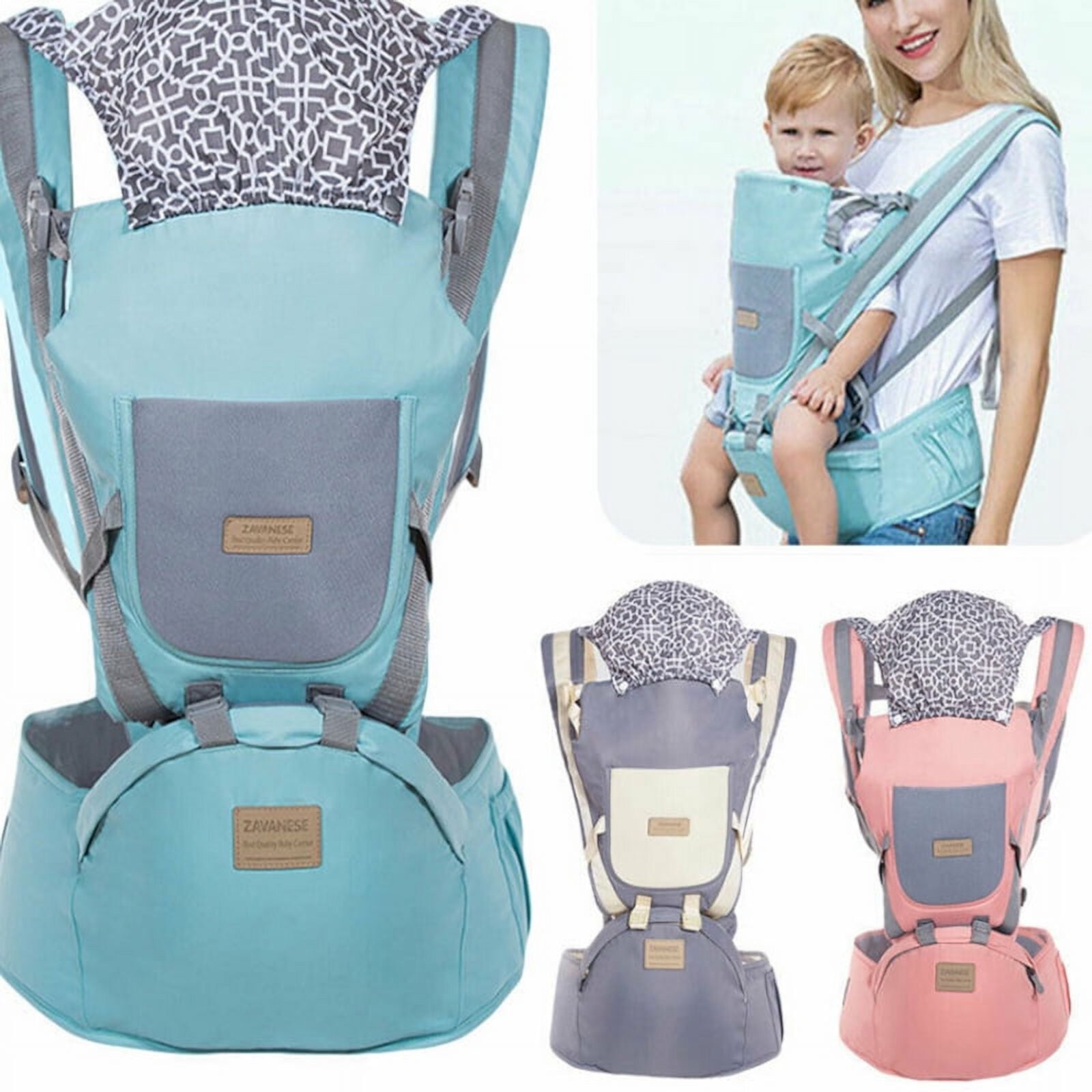 Baby Carrier 9 in 1 Convertible Ergonomic Baby Carrier with Kangaroo Bag, Breathable Front Facing Baby Carrier Infant backpack Pouch Wrap Baby Sling for Newborns Aousthop