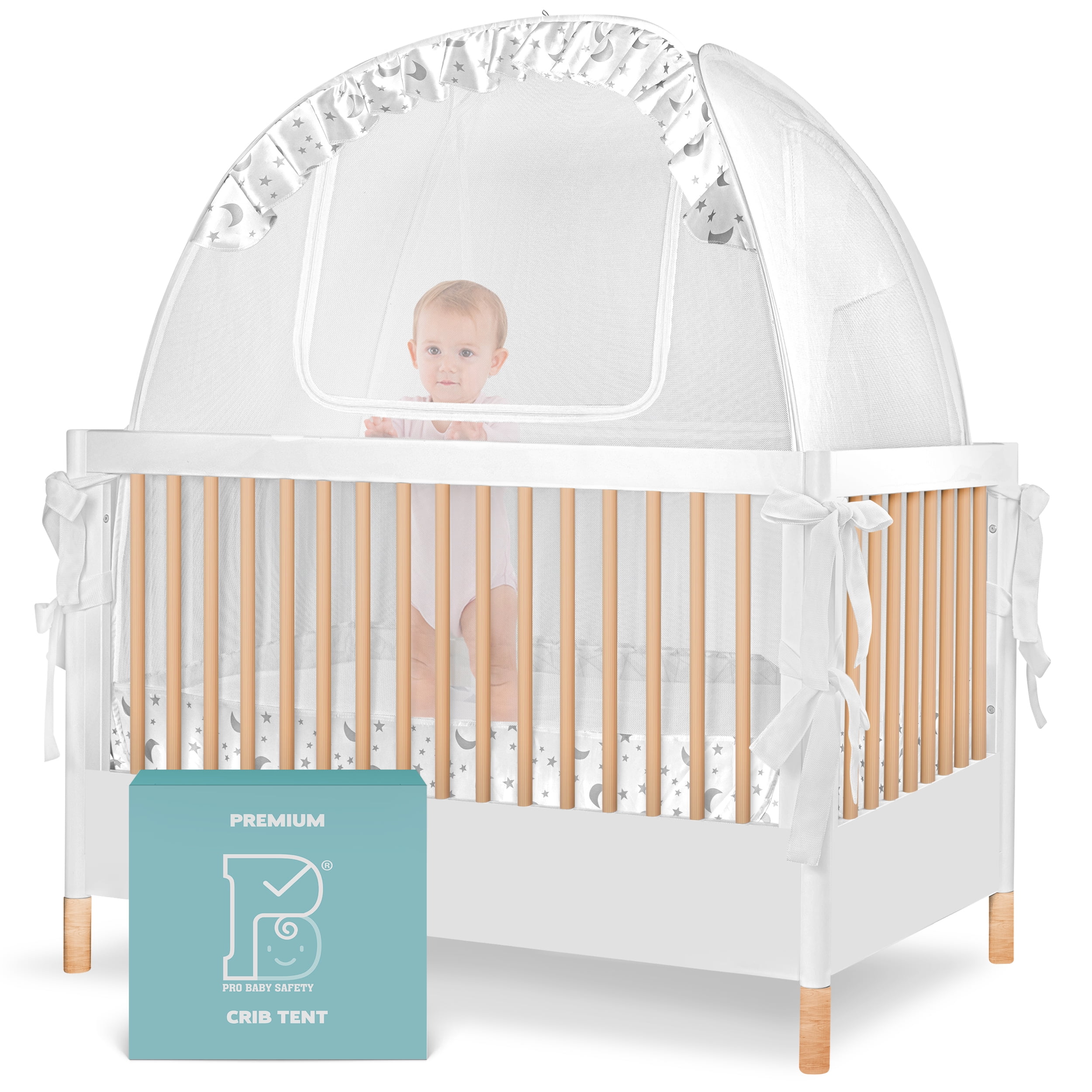 Pro Baby Safety Premium Gray Stars & Moon Crib Tent, Keep Baby From Climbing Pro Baby Safety