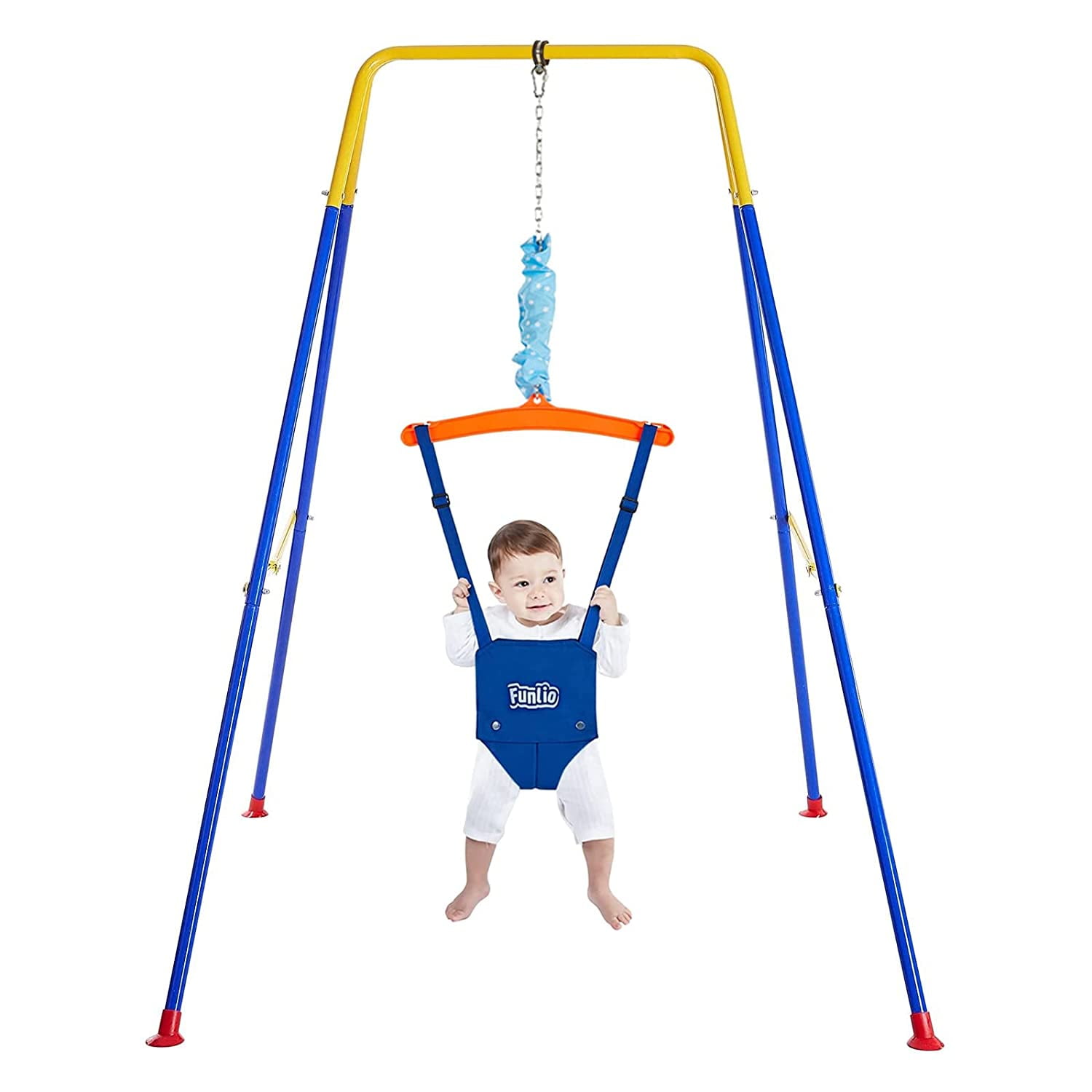 FUNLIO Baby Jumper with a Ceiling Hook for 6-24 Months, Baby Door Jumper for Indoor/Outdoor Play, Infant Jumper Doorway with Adjustable Chain, Easy to Assemble & Store (with a Ceiling Hook) FUNLIO