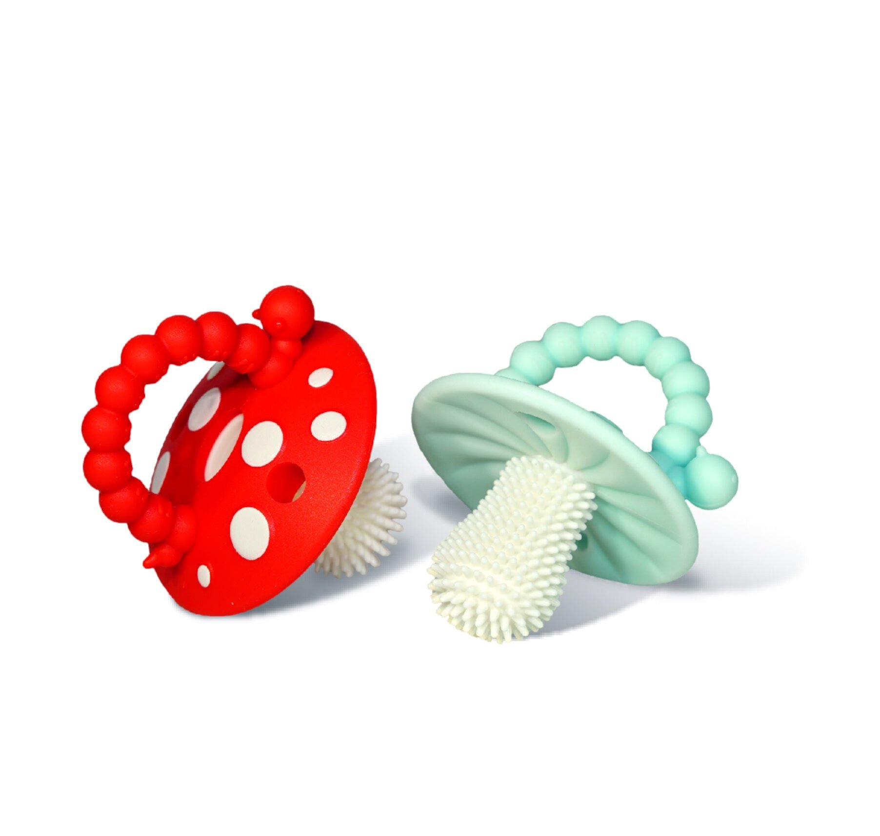 RaZbaby Chompy Teether Toy 3m+ (2-Pack), BPA-Free Silicone, Soothes Sore Gums - Red/Blue RAZBaby