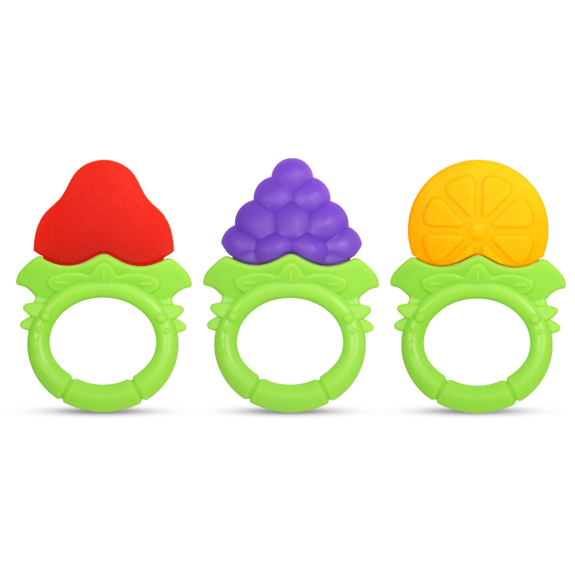 RaZbaby Fruitique Infant & Baby Massager & Teether Toy 3-Pack, For Baby 3M+ RAZBaby