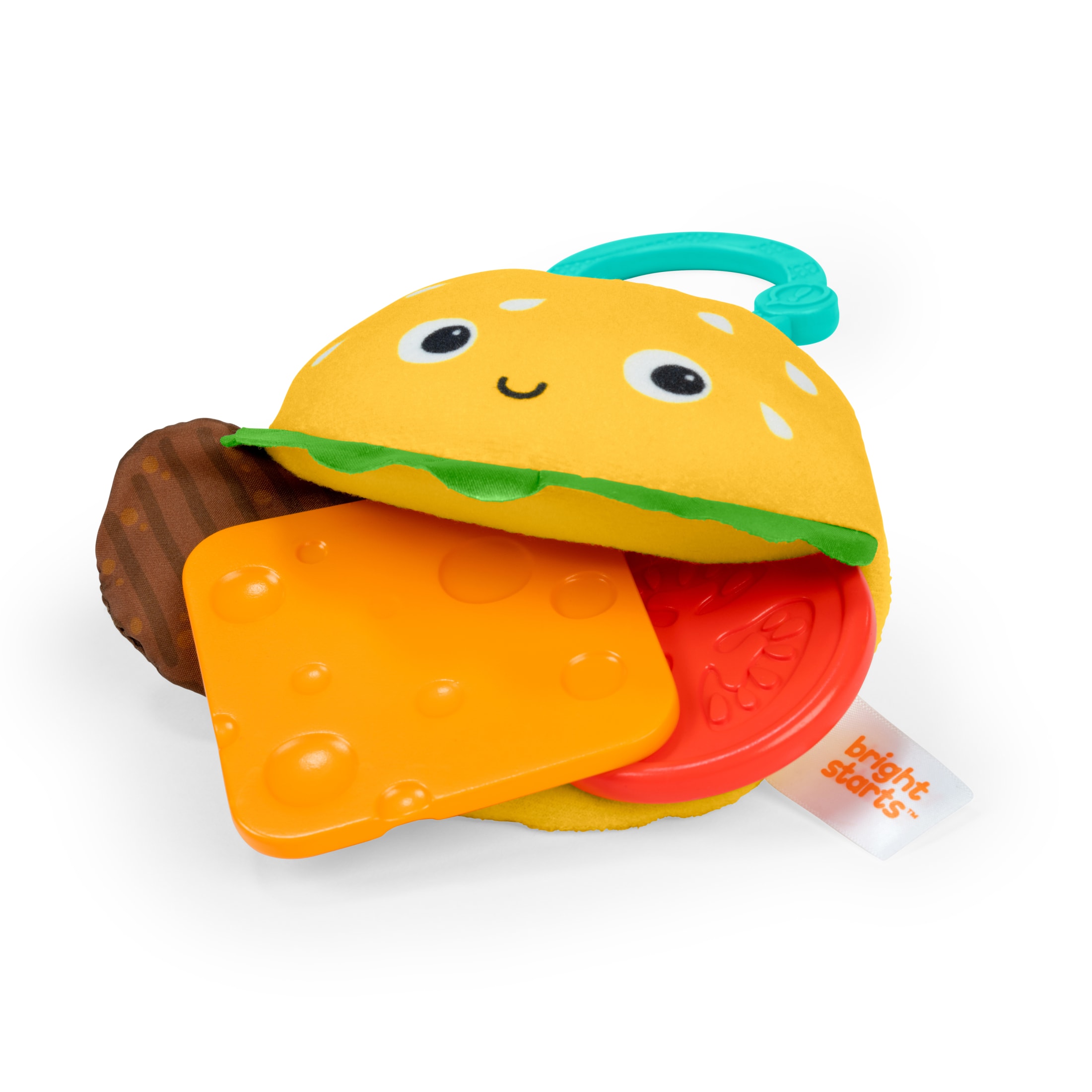 Bright Starts Say Cheeseburger on the Go Teether Toy, BPA Free, Unisex, Infants Ages 3 Months+ Bright Starts