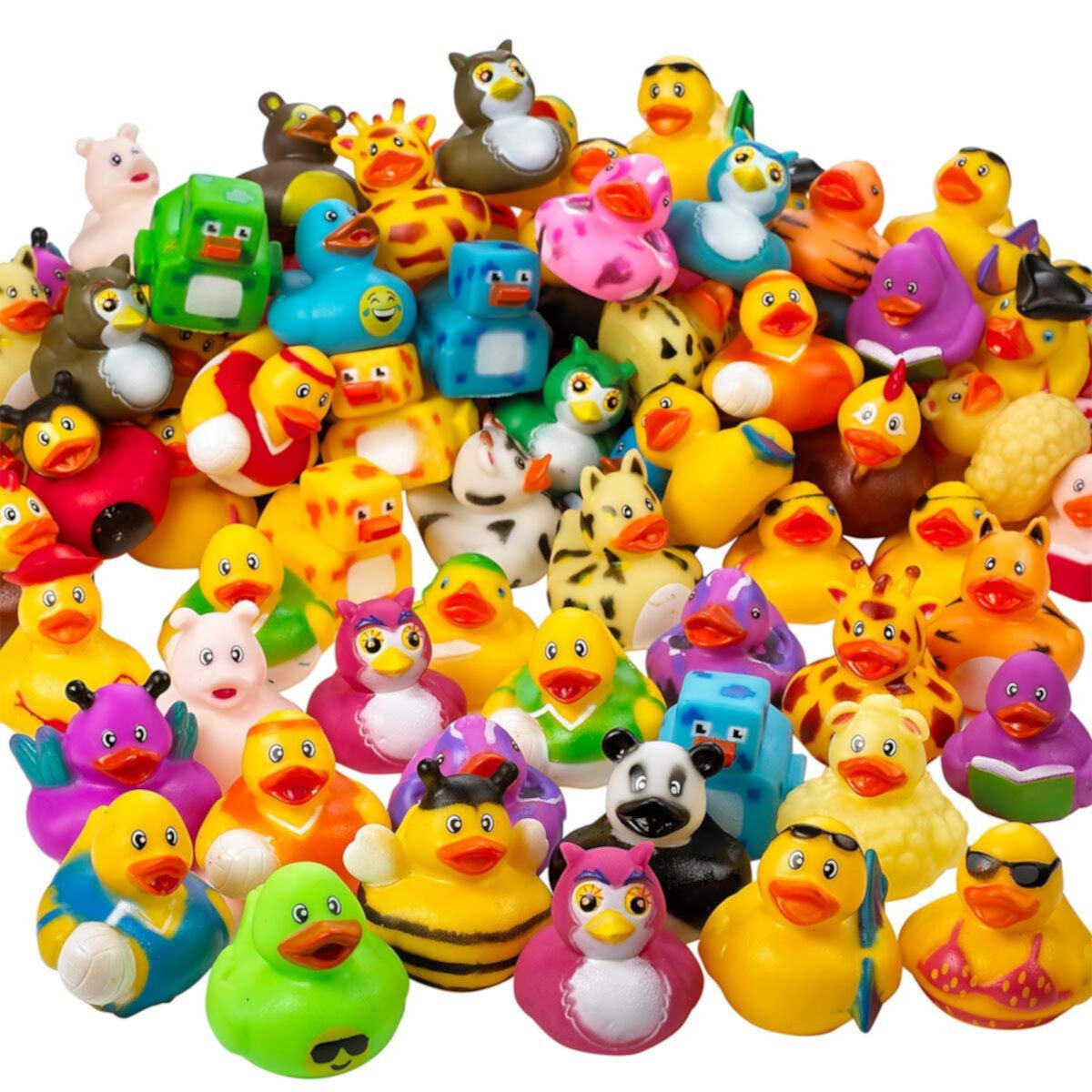 Kicko Assorted Rubber Duckies - 100 PC Bath Floater - Baby Showers Accessories - Bulk Ducks for Kids - Easter Party, Hallowee KICKO