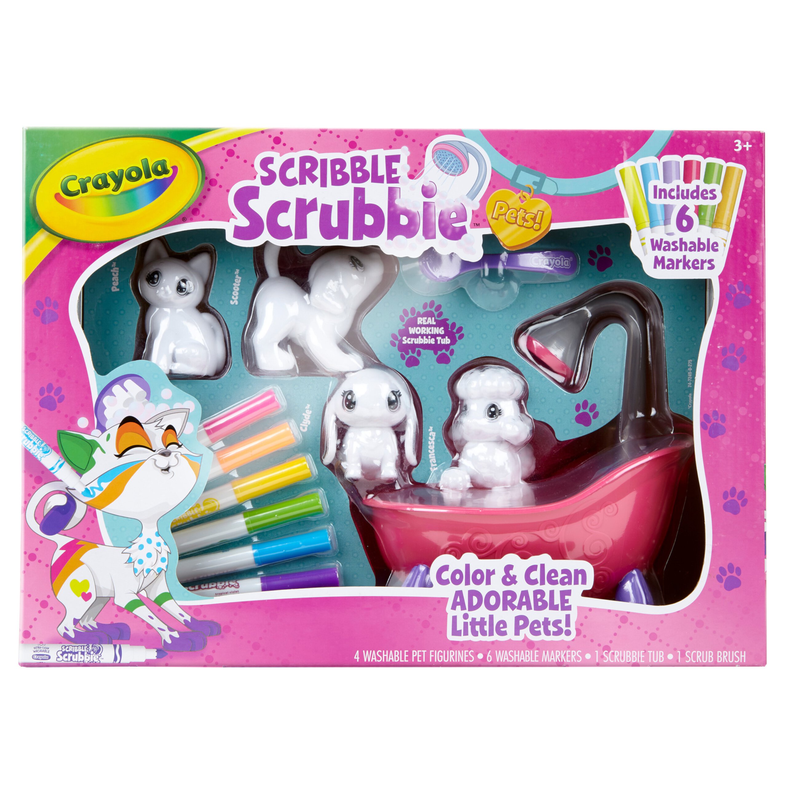 Crayola Scribble Scrubbie Pets Scrub Tub, School Supplies, Animal Toys, Gifts, Beginner Unisex Child Crayola