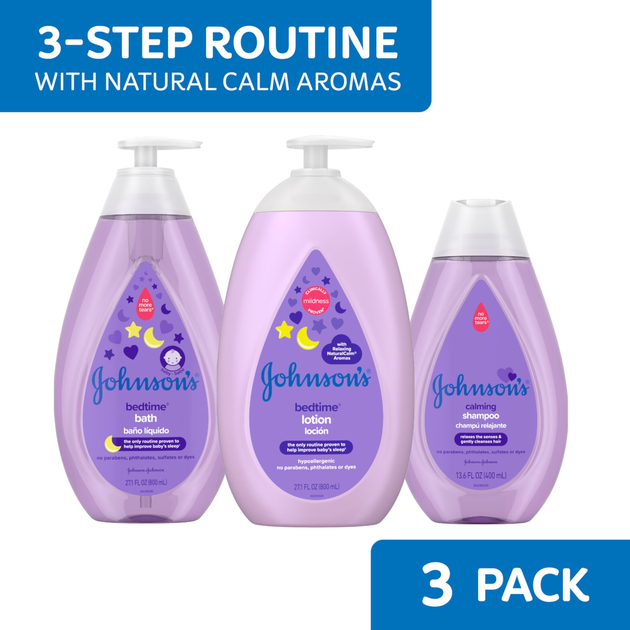 Johnson’s Baby Bedtime Routine Set: Bath, Shampoo, & Baby Lotion, 3 Items Johnson's