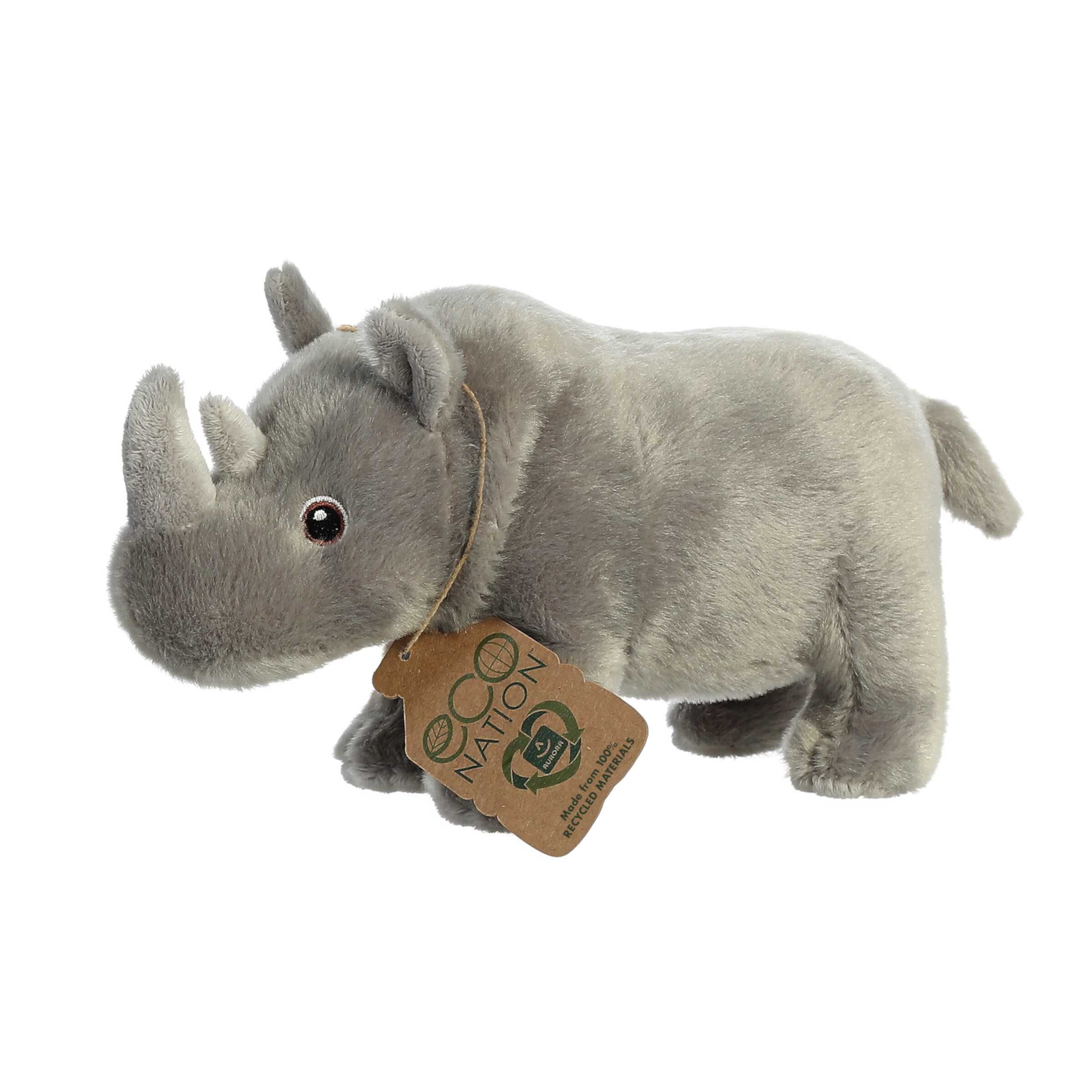 Aurora - Medium Gray Eco Nation - 9.5" Rhinoceros - Eco-Friendly Stuffed Animal Aurora