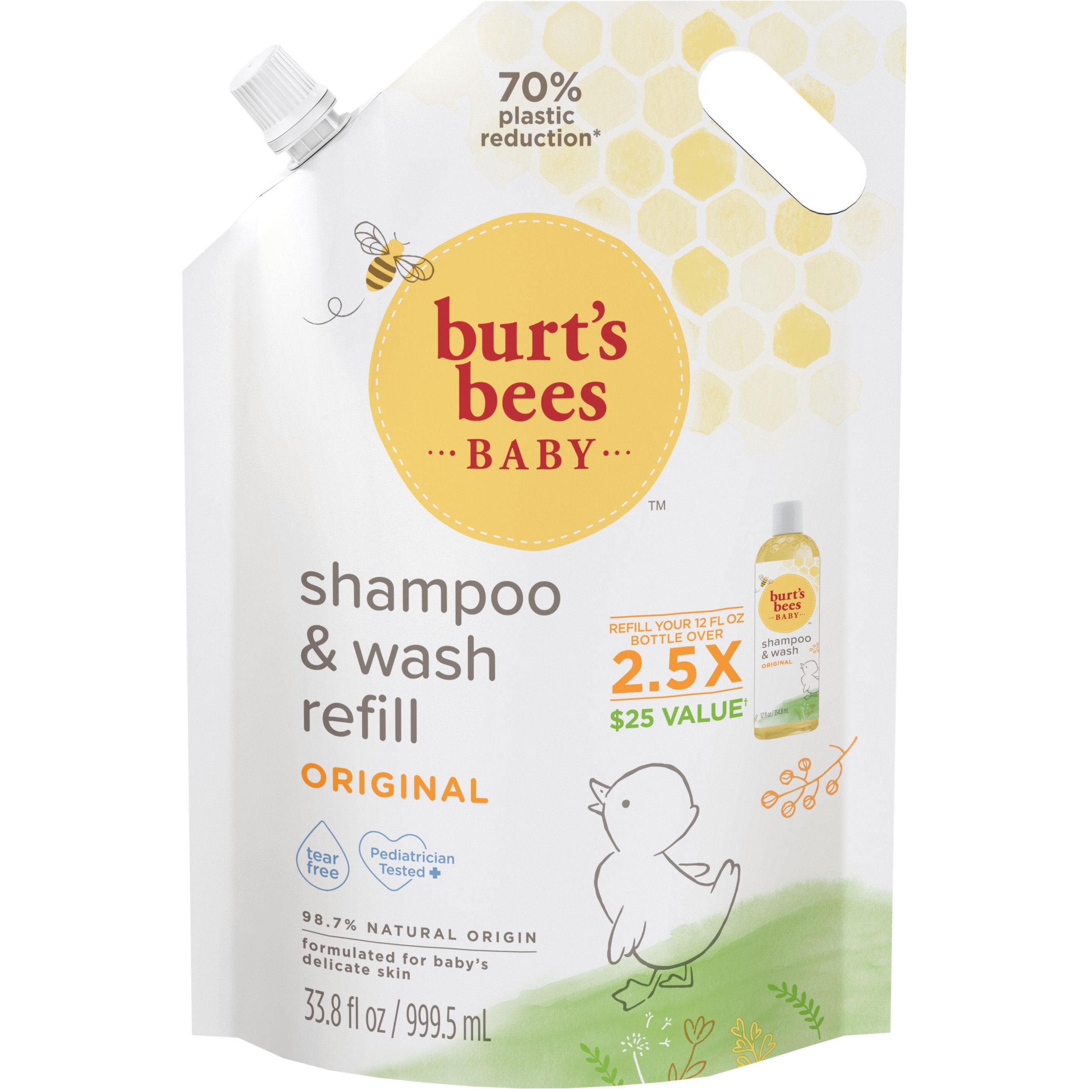 Burts Bees Baby Shampoo and Baby Wash Refill  33.8 Fl Oz BURT'S BEES