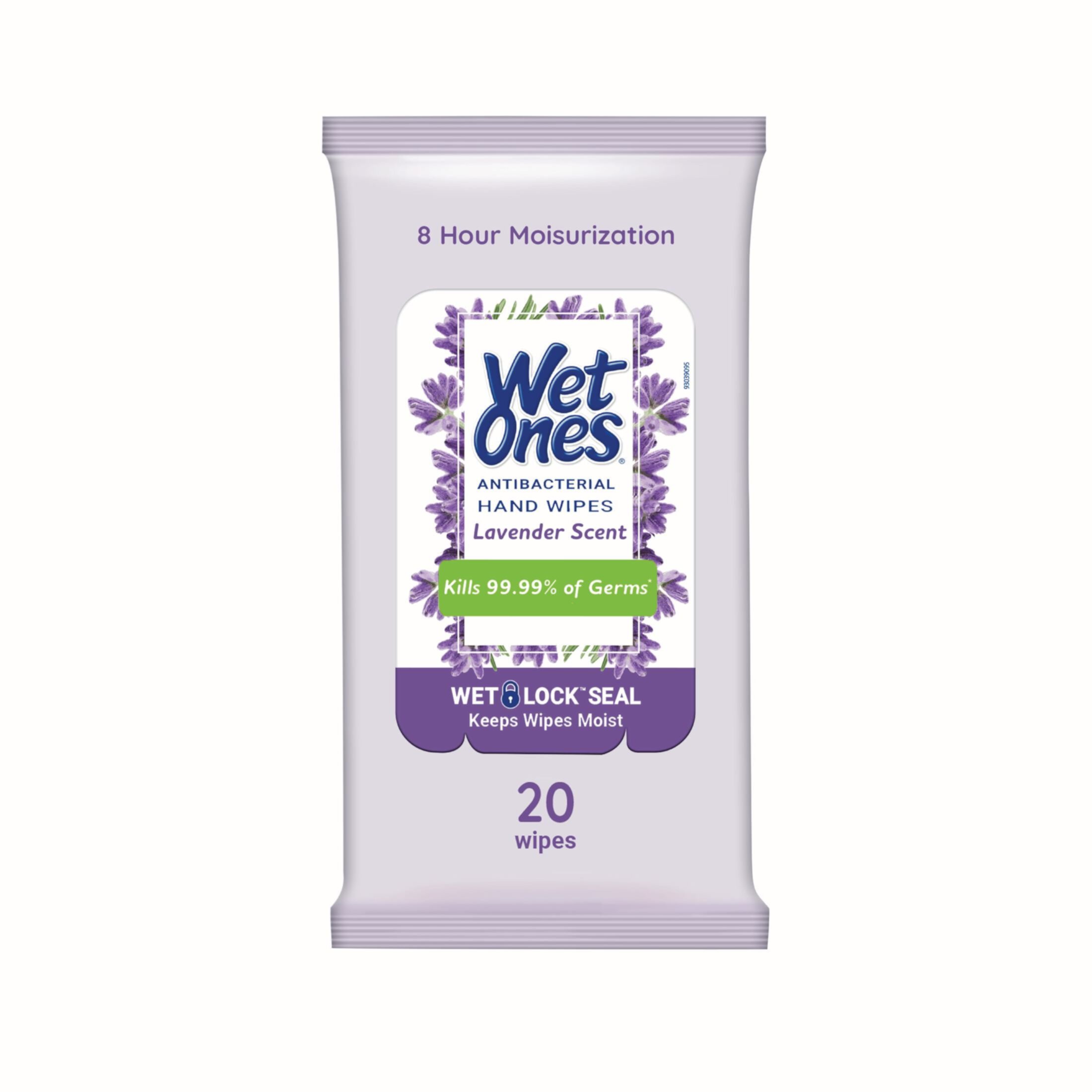 (2 pack) Wet Ones Antibacterial Hand Wipes, Lavender Floral Scent, 20 Ct Travel Pouch, 8 Hour Moisturization Wet Ones