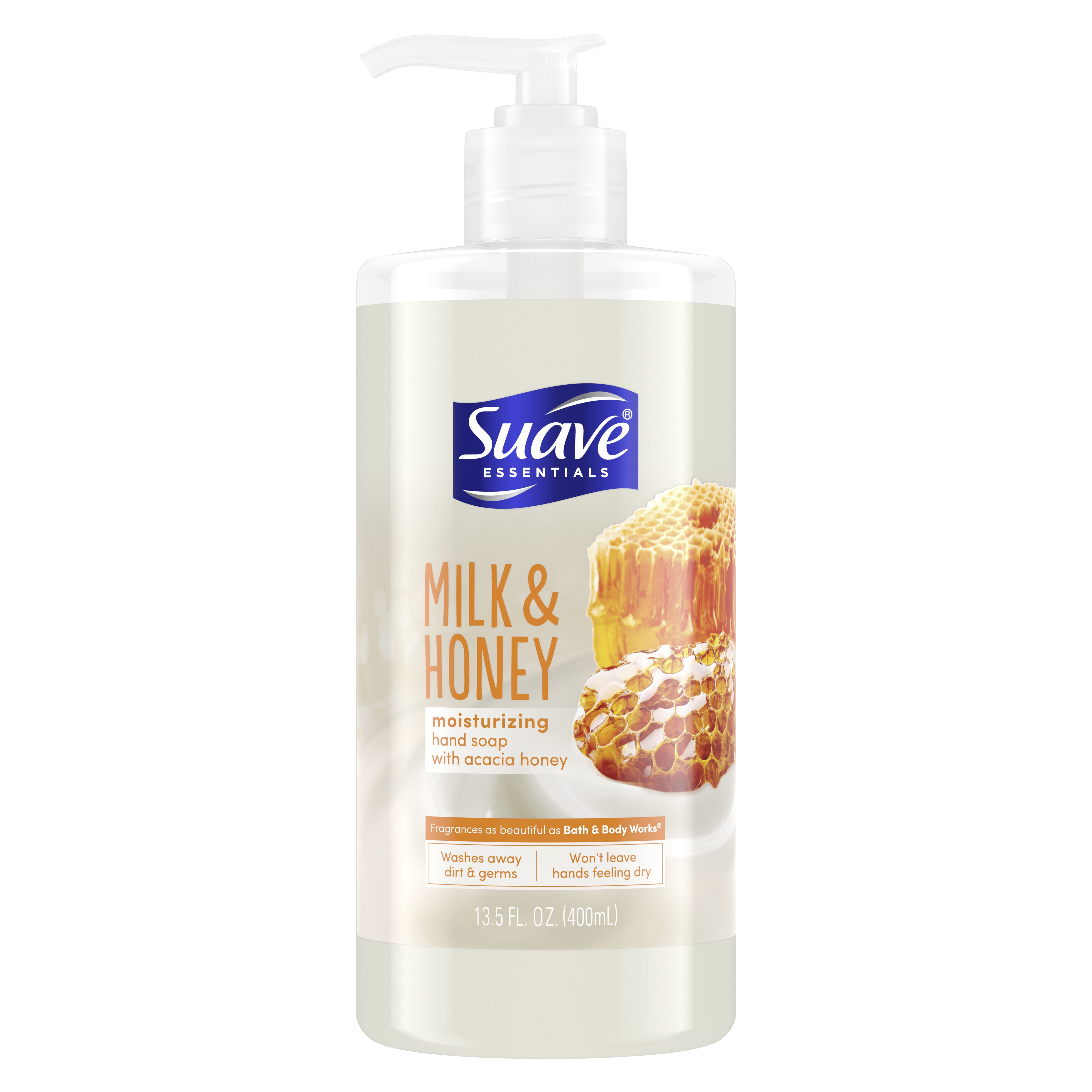 (2 pack) Suave Essentials Liquid Hand Soap, Milk & Honey, 13.5 fl oz Suave