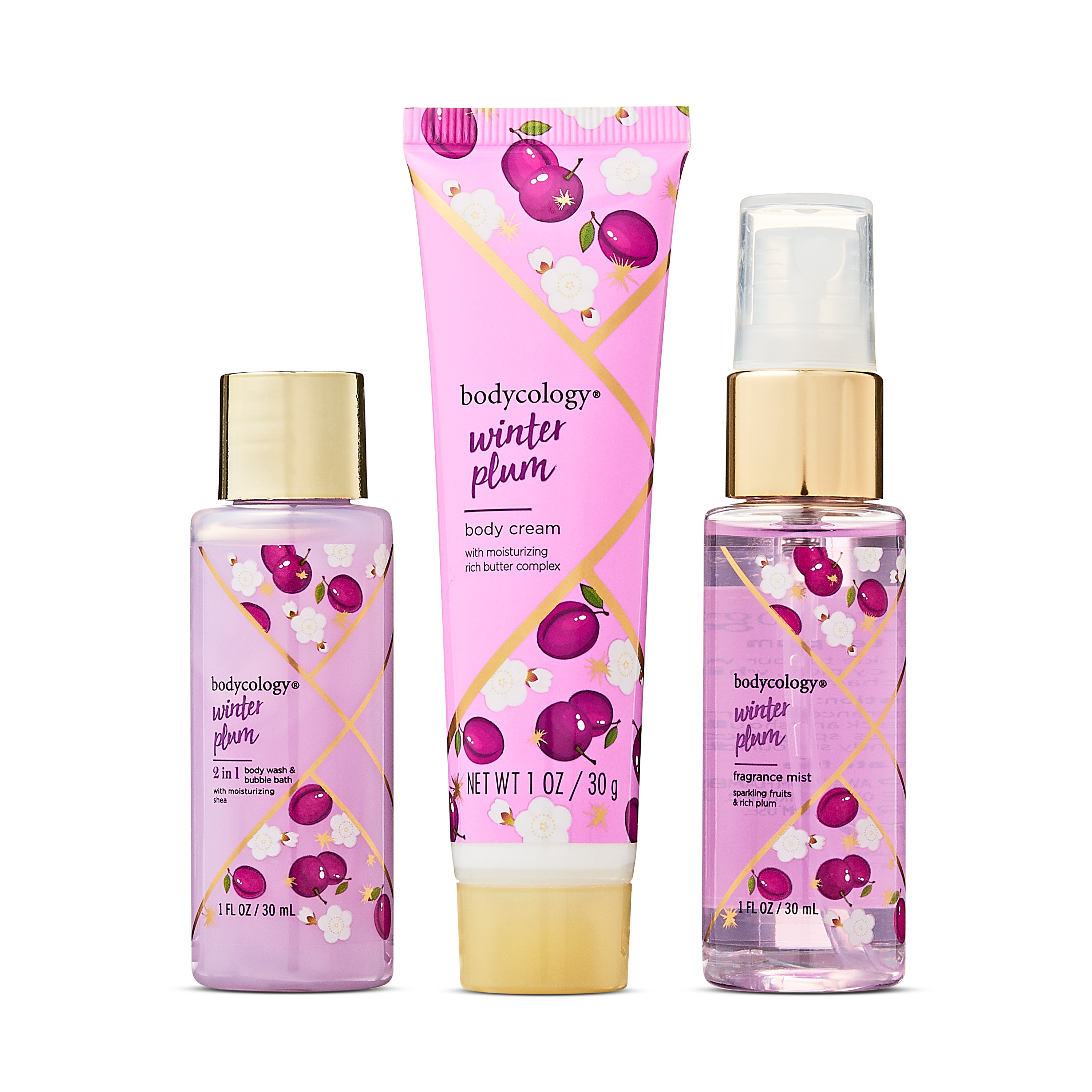 Bodycology Winter Plum Stocking Stuffer, 3 Pieces Bodycology