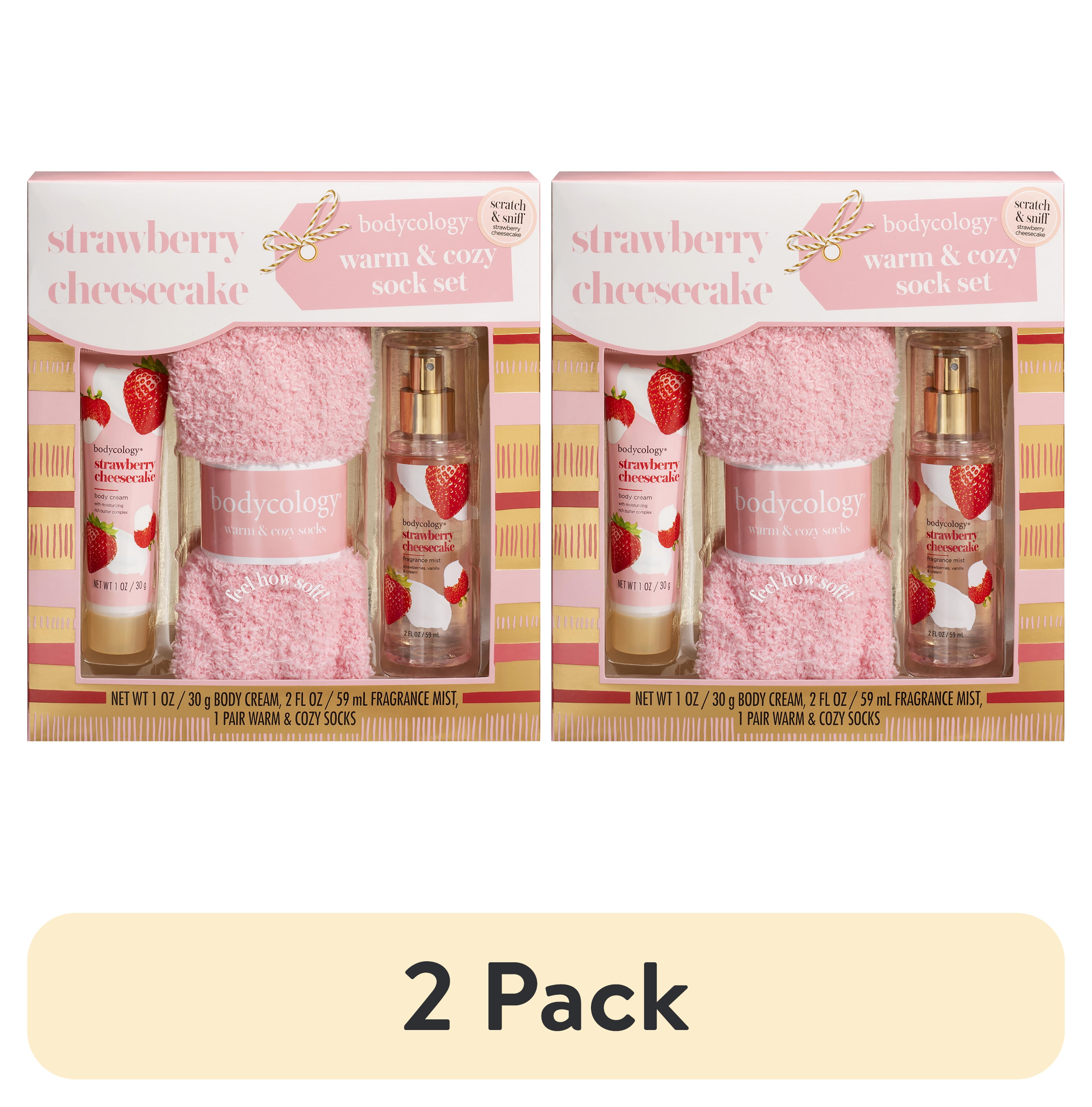 (2 pack) Bodycology Strawberry Cheesecake Warm and Cozy Sock Set, 3 Pieces Bodycology