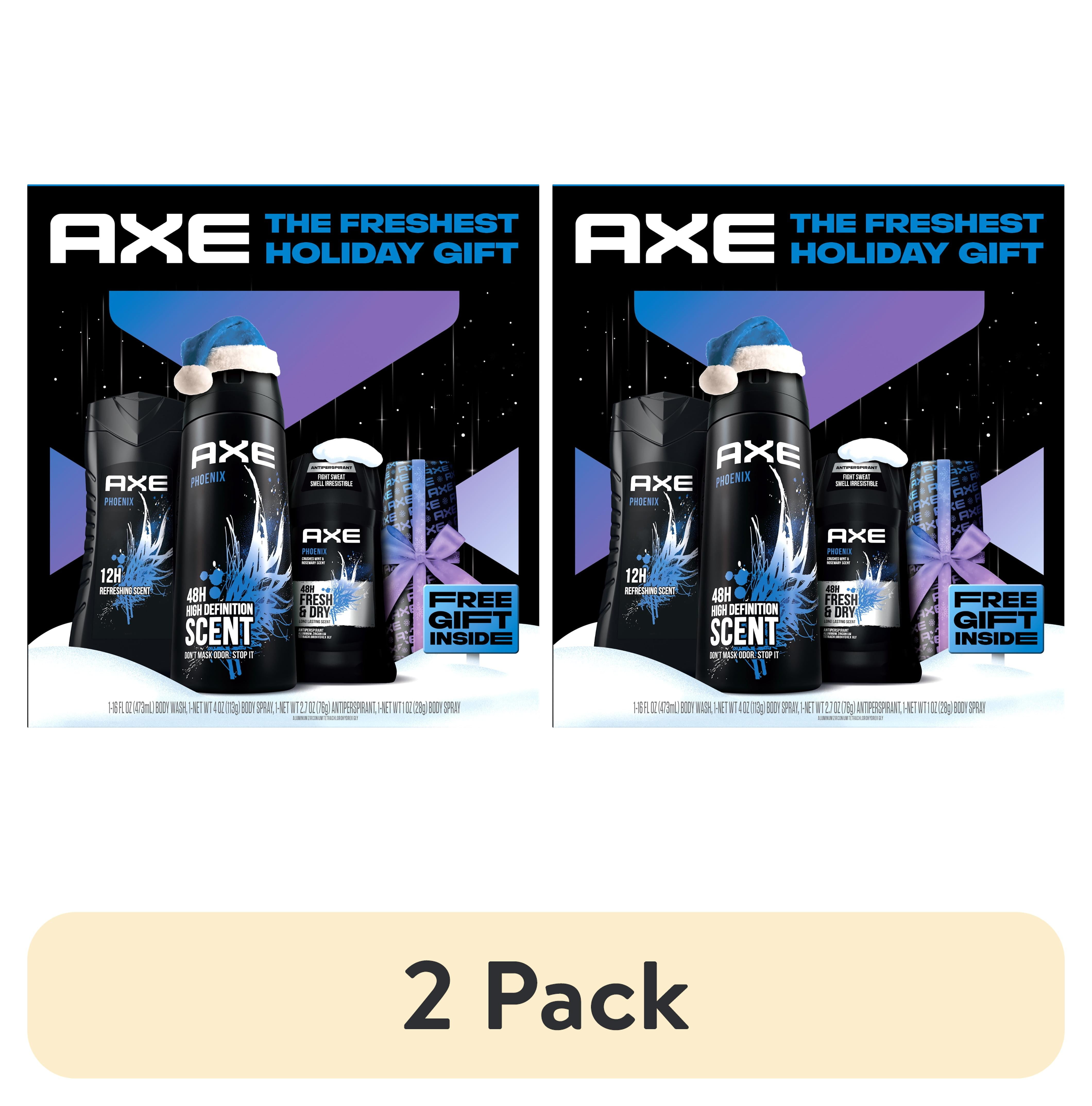 (2 pack) Axe Gift Set Body Wash Deodorant Spray Antiperspirant Deodorant Stick Phoenix Mint Rosemary, 4 Count Axe