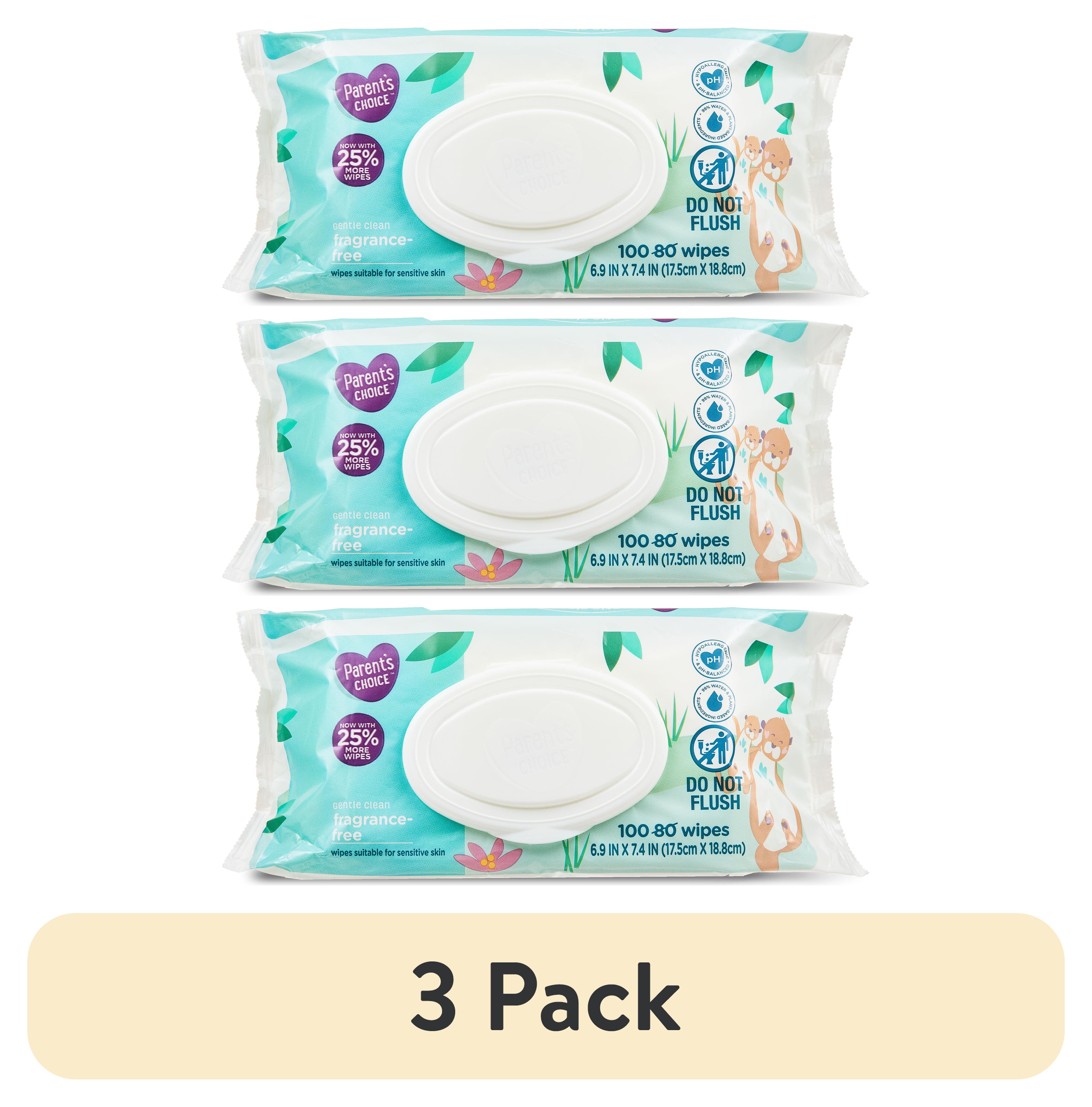 (3 pack) Parent's Choice Fragrance-Free Baby Wipes, 100 Count (Select for More Options) Parent's Choice