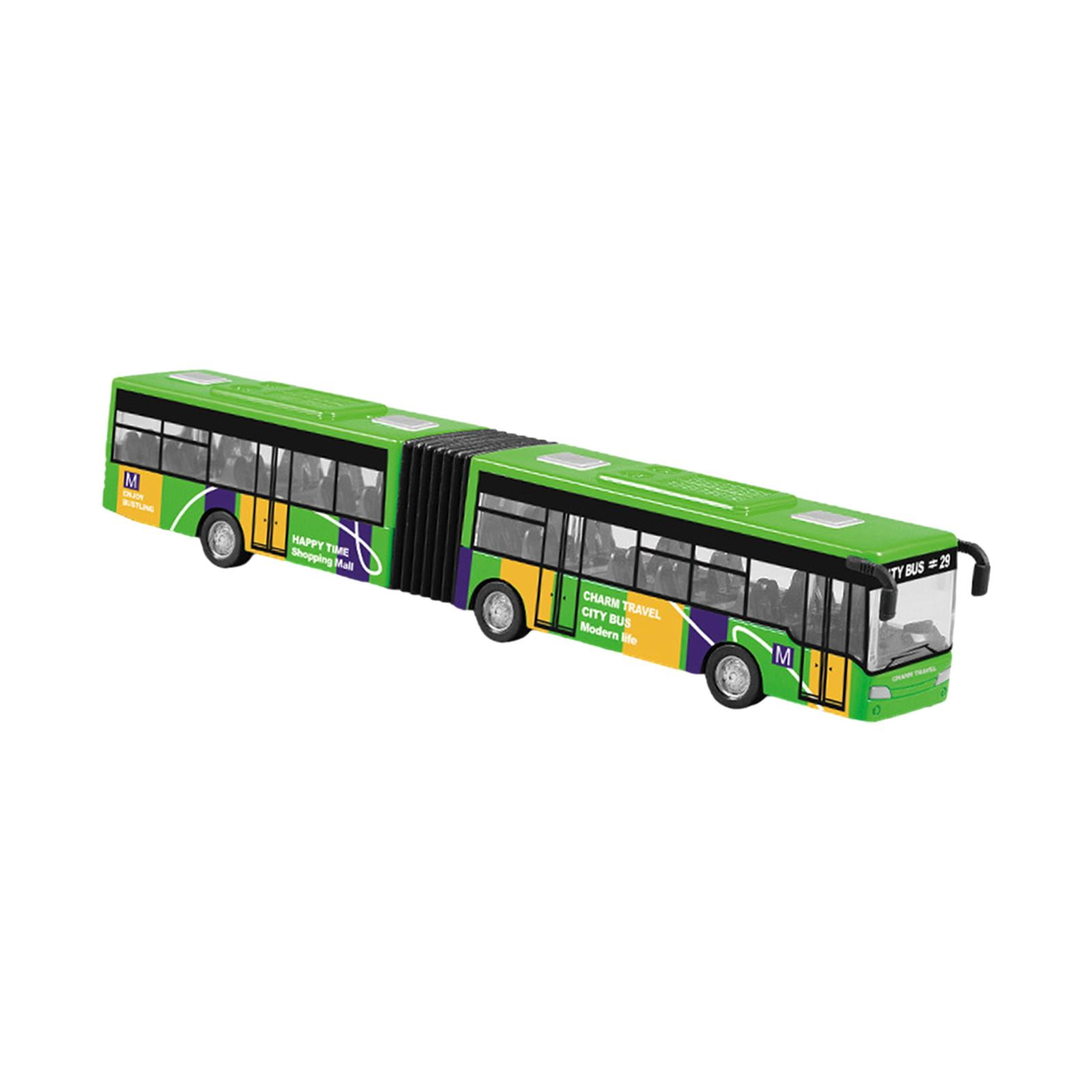 Simulation Transit Bus Model Pull Back Long Bus Model Decoration Collectibles Metal Diecast Bus Toy for Gifts Education Props green PETSOLA