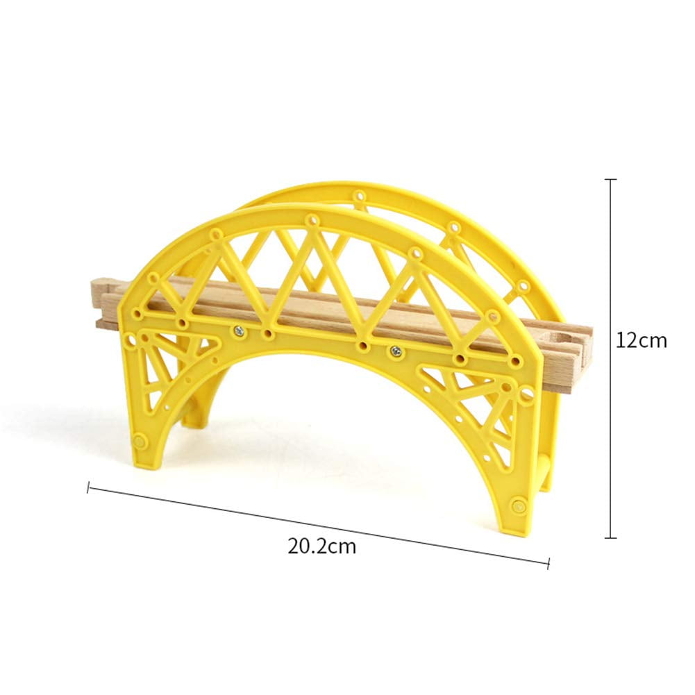 DIY Wooden Track Tools Bridge Train Rail Track Accessories Suitable forKids Educational Toys Yellow Bridge BeesClover