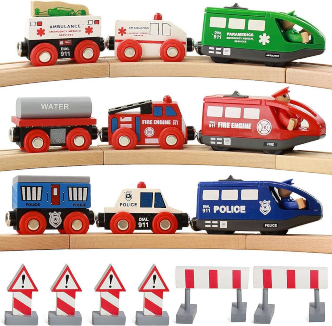 On Track USA Battery Operated Action Rescue Trains, Compatible For Wooden Tracks From All Major Brands On Track USA