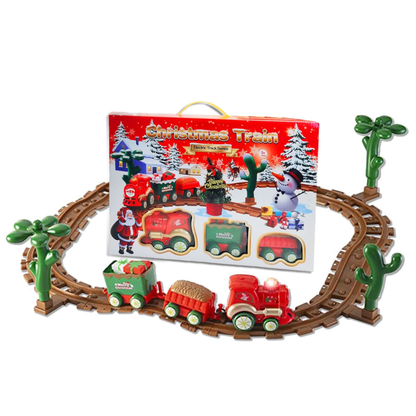 QQUAO Electric Track Toy Train Road Train Building Music Children Racing Set Light Toys Gifts Christmas Electric Transportation Toys Education(Multi-color) QQUAO