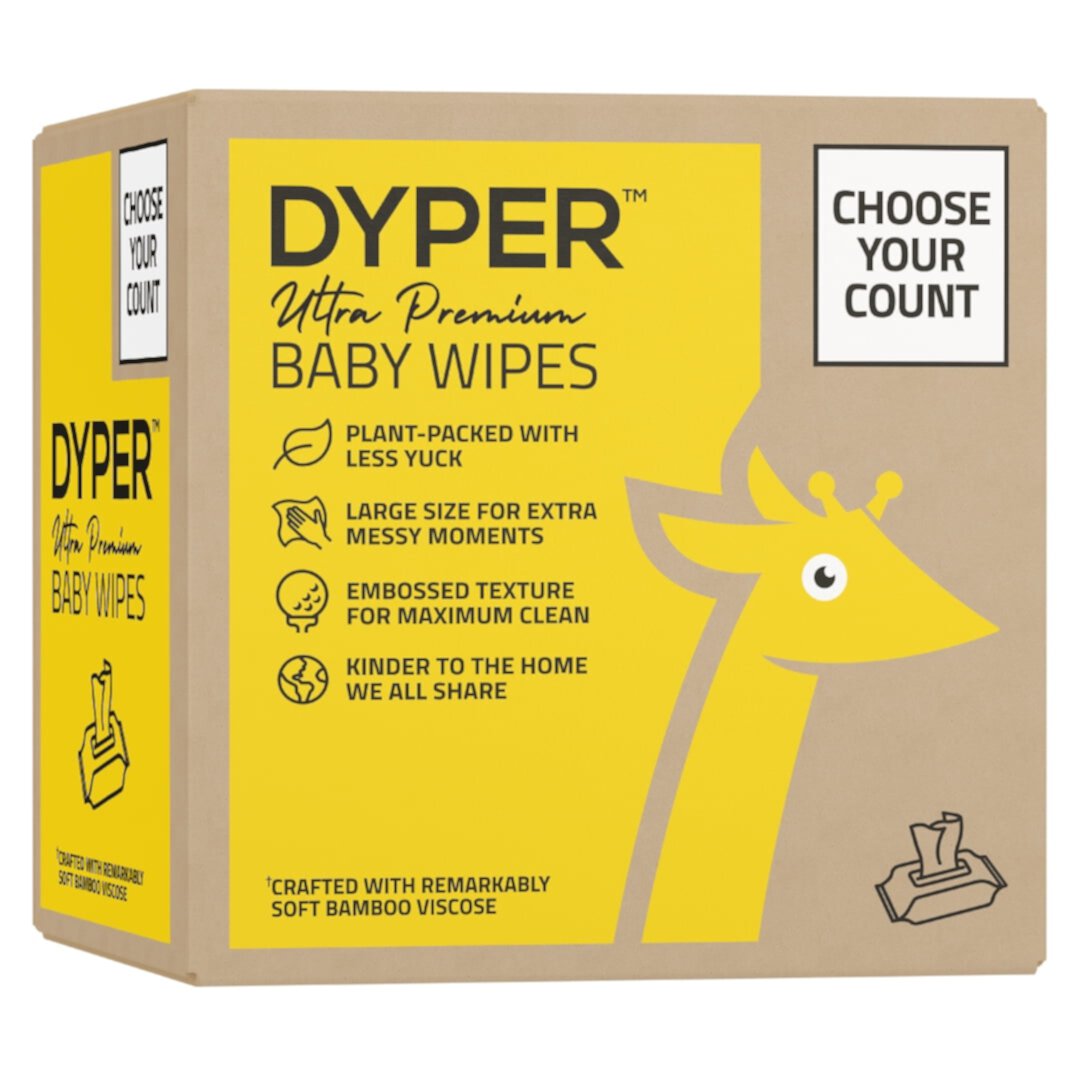 DYPER Ultra Premium Baby Wet Wipes for Sensitive Skin, Unscented, 60 Wipes DYPER