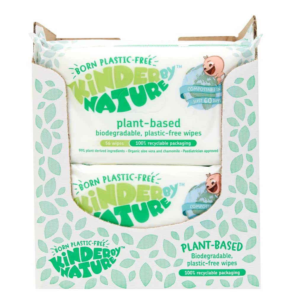 Kinder by Nature Plant Based Baby Wipes - 100% Biodegradable & Compostable, 672 Count (12 Packs of 56) - 99% Plant-Based Ingredients, Plastic-Free Wipes C27 Jackson Reece