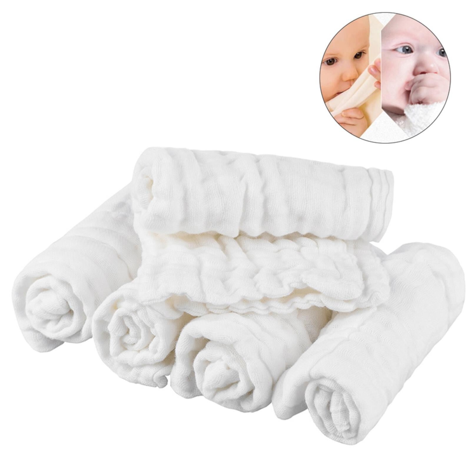 Hot Sale! Plertrvy,（5*6-Layer Cotton Gauze Square Towel）,Pretty See Organic Cotton Baby Wipes Soft Newborn Baby Face Towel Natural Baby Muslin Washcloths and Towels for Sensitive Skin Set Of 5 Plertrvy