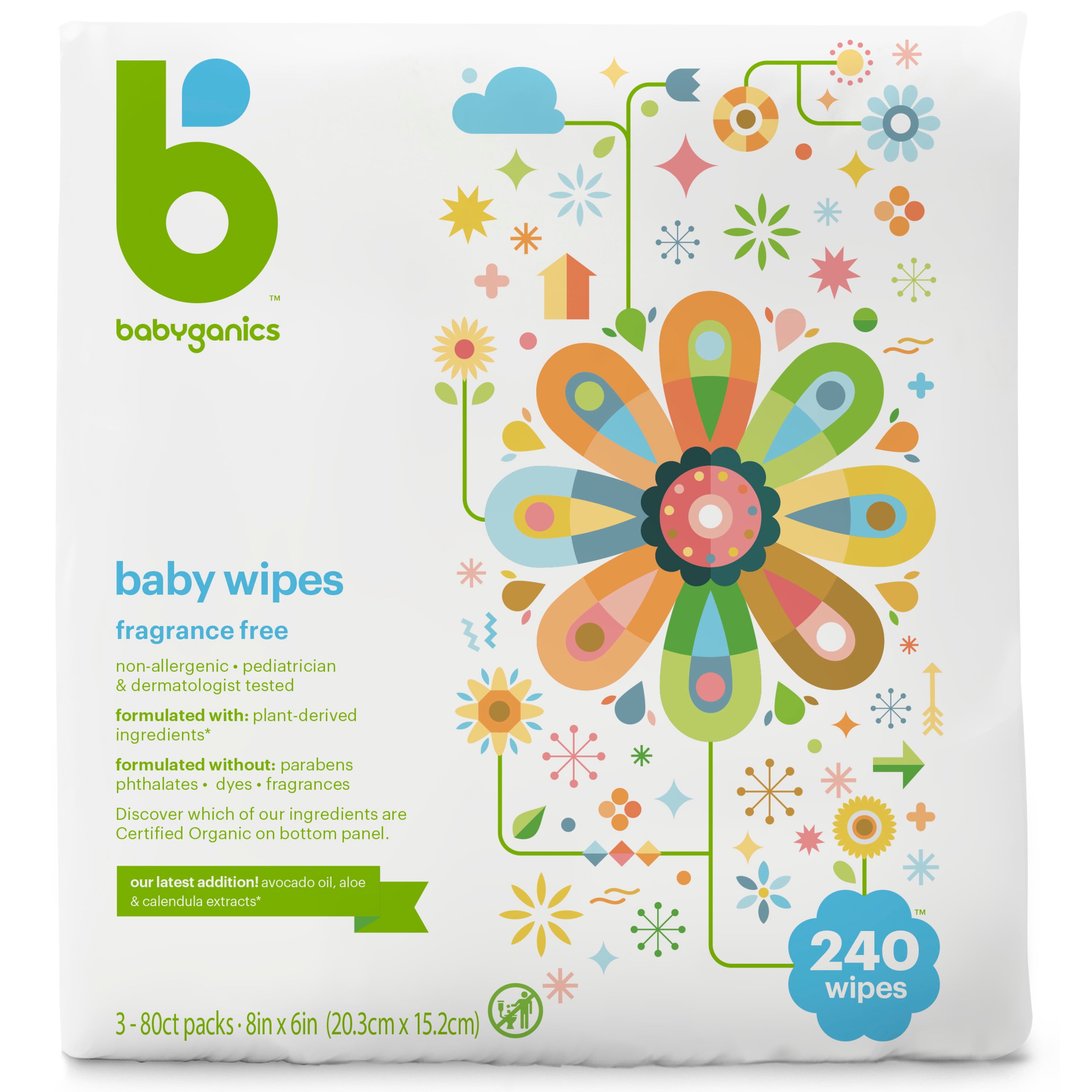 Babyganics Face, Hand & Baby Wipes, Fragrance Free (100 count) Babyganics