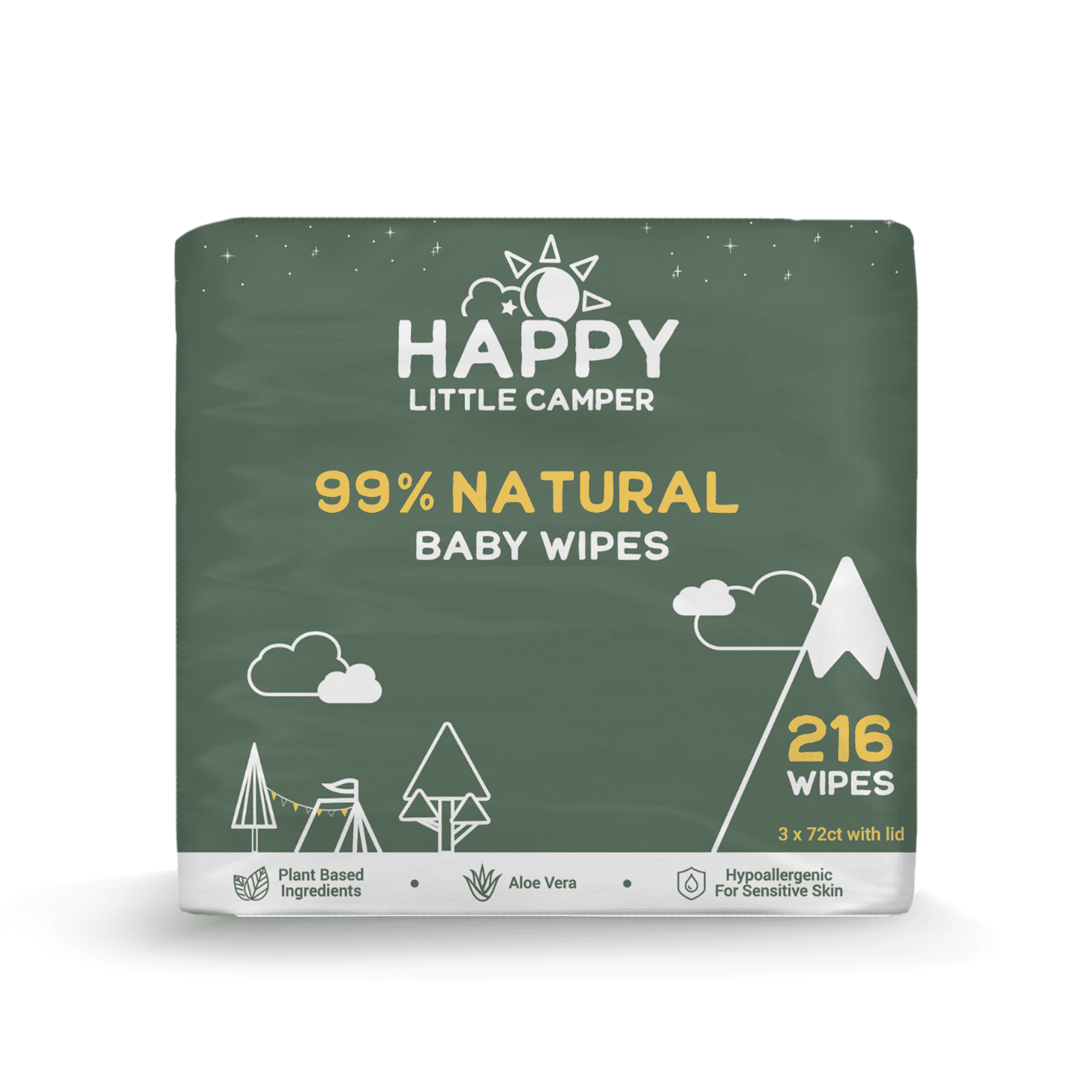 Happy Little Camper 100% Natural Cotton Baby Wipes (72 count) Happy Little Camper