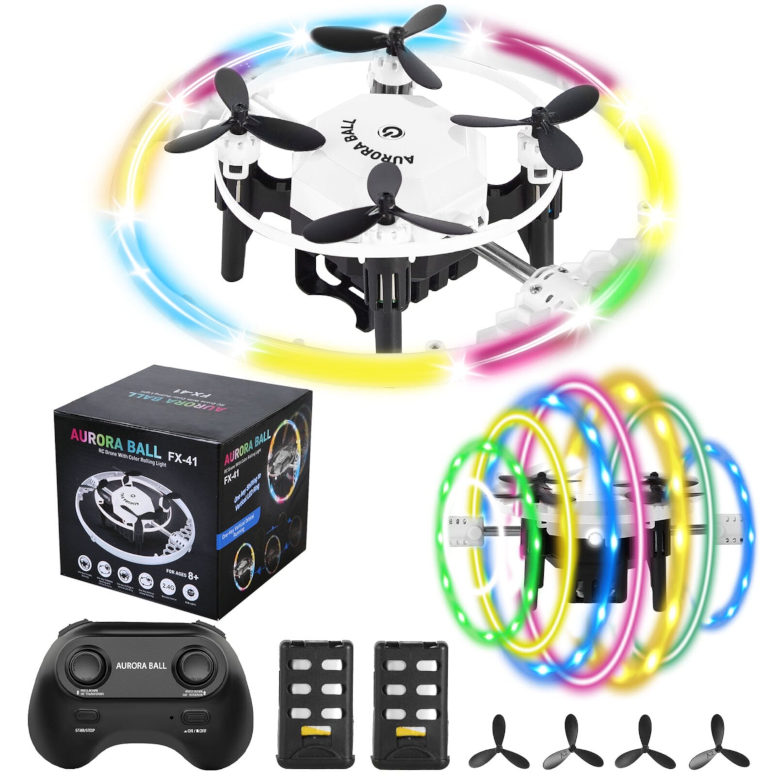 Mibescal Mini Quadcopter Drones with 360 Degree Flip for Kids,Flying Hover Orbit Spinner Ball Toy Mibescal