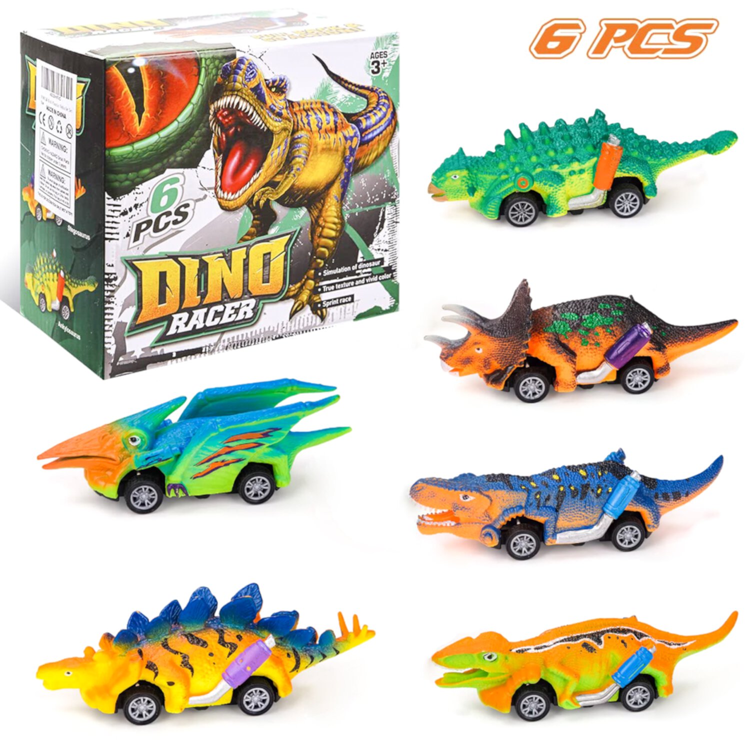 Dinosaur Toys for 3-6 Years Old Boys, Pull Back Cars, Boys Toys Ages 3 4 5 6 7 Years Suorfoxs