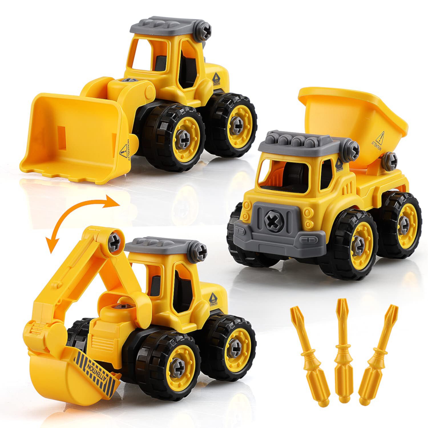 TOY Life Constructions Toys Vehicles Trucks Take Apart Toys Sandbox Toys Trucks Set Excavators Building Car Toys with Drills - Best Gifts Truck Toys for Boys Kids Toddlers 3 4 5 6 7 8 Years Old TOY Life