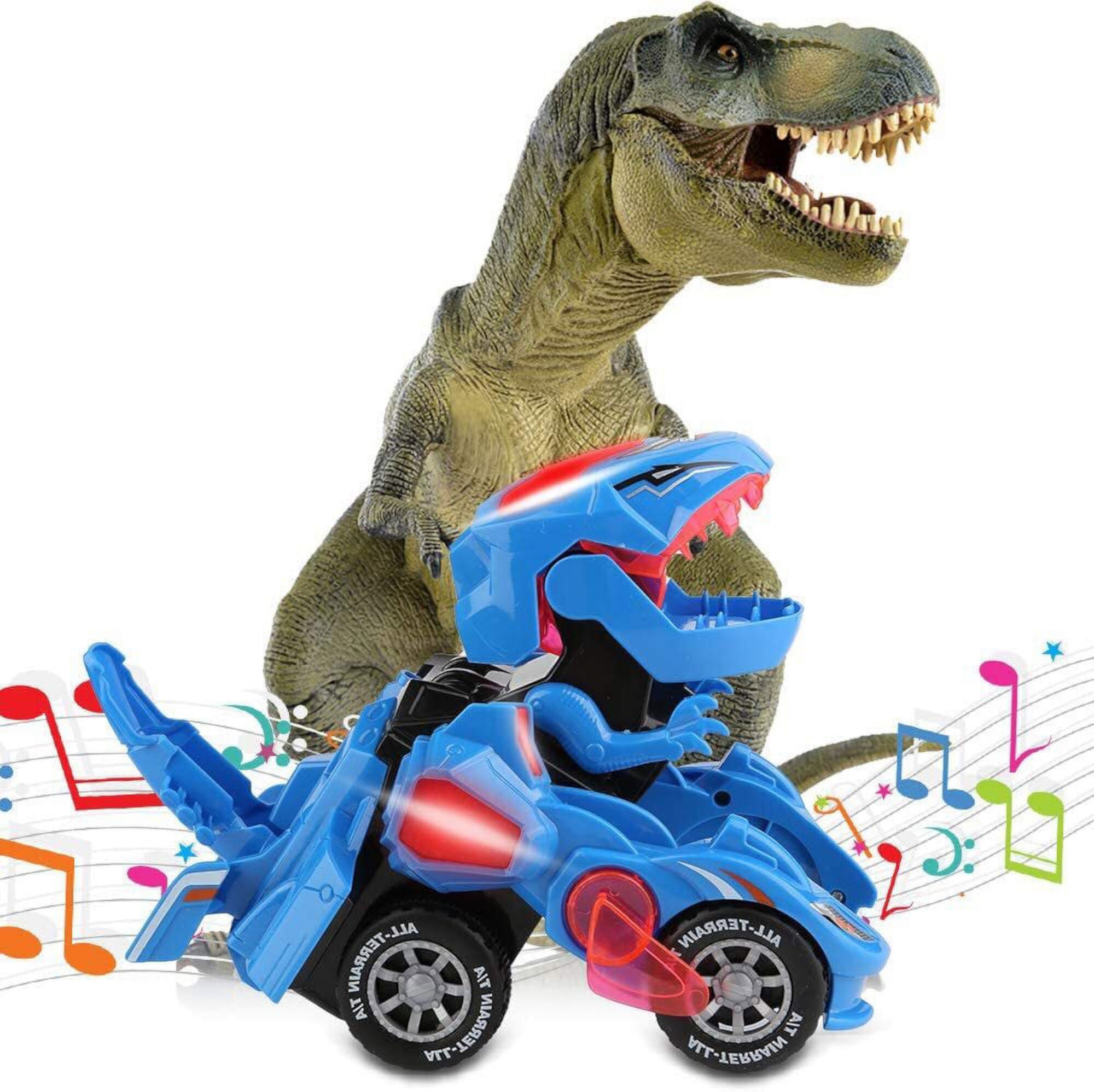 Huge Wave Transforming Dinosaur Car Toys,2 in 1 Automatic Dinosaur Transform Car Toy,Dinosaur Transformer Toy for Kids 3 Year Old and Up Huge Wave