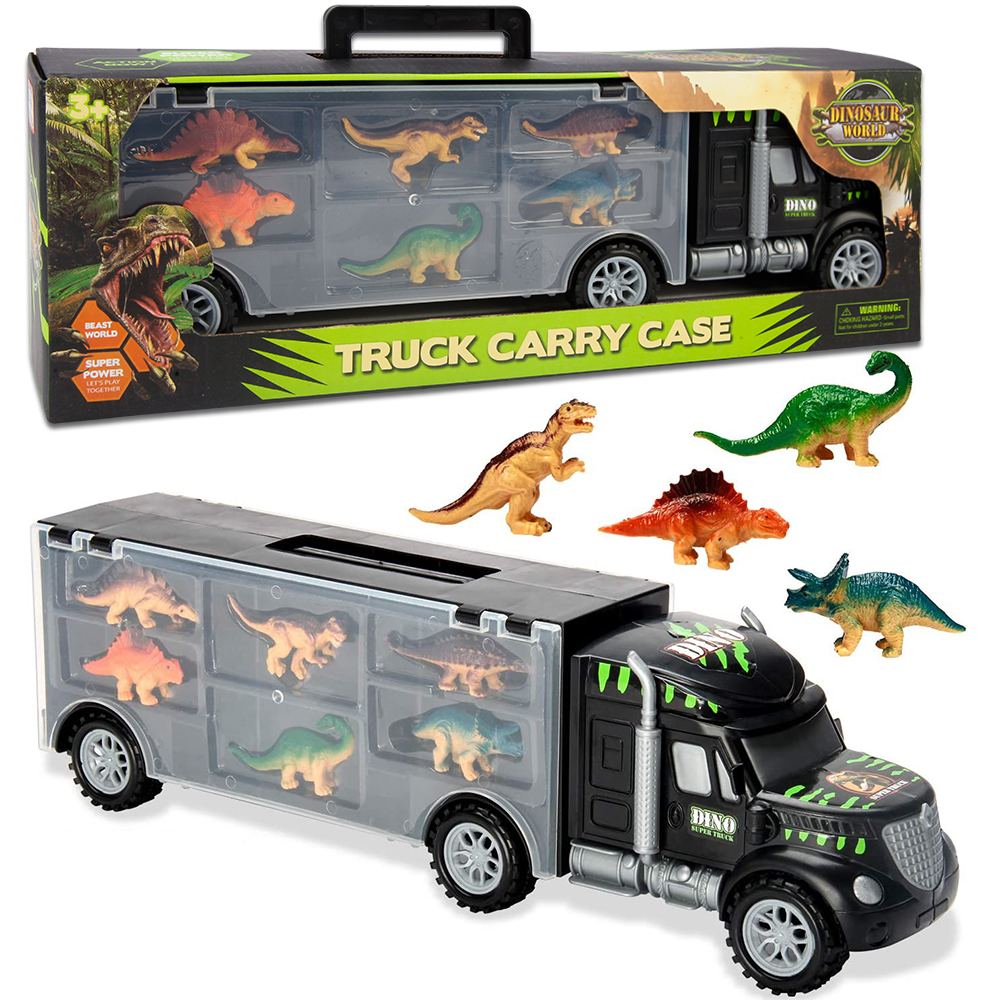 UUGEE Dinosaur Truck Carrier Toy Dinosaur Transport Cars for Boys Girls with 6 Dinosaur Toys Carrying Case UUGEE