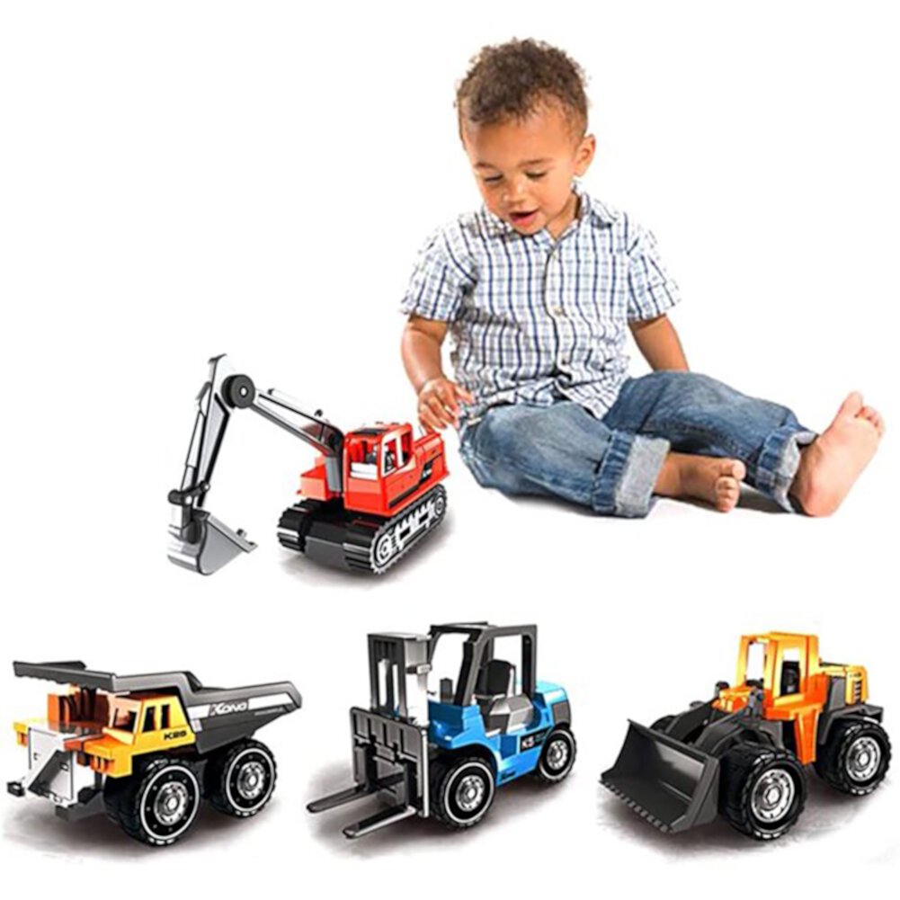 5Pcs Construction Truck Toys for 3-6 Years Boys, Excavator Toy Car Play Vehicles Set for Kids 3 4 5 6 Year Birthday Gift Suorfoxs