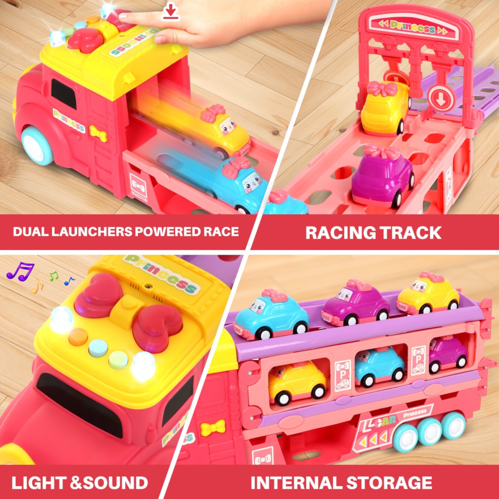 7 in 1 Carrier Truck Toy Cars for Toddlers 1-3 with Light and Sound, Christmas Birthday Gifts, Blue Crtynell