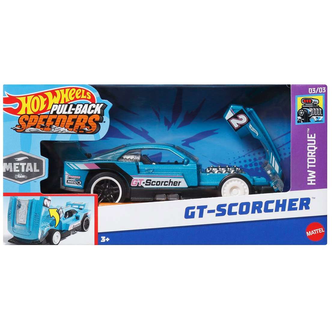 Hot Wheels Muscle Mania GT-Scorcher Diecast Pull-Back Car Mattel