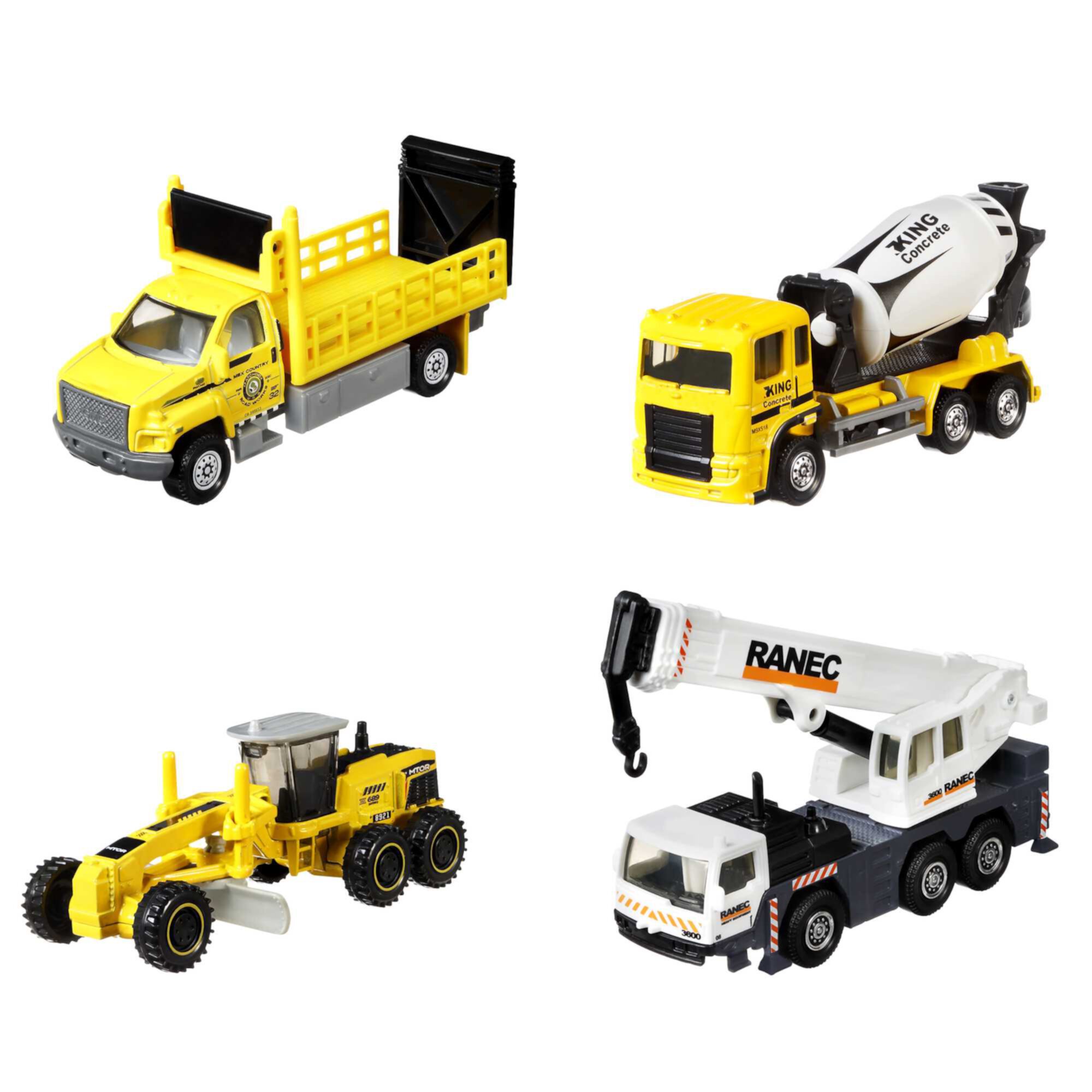 Matchbox Working Rigs, 4-Pack Toy Construction Trucks with Moving Parts (Styles May Vary) Matchbox