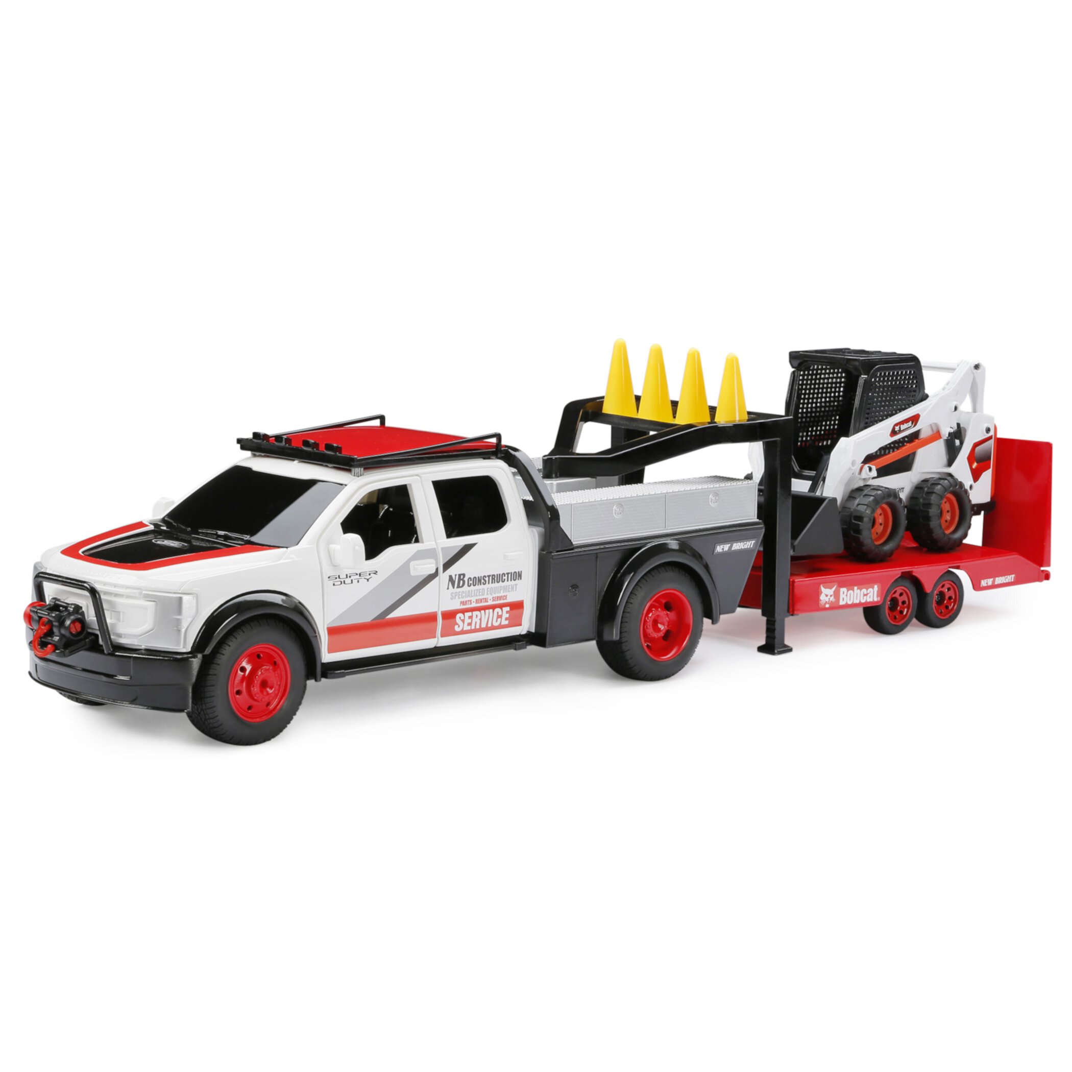 New Bright Freewheeling Ford Super Duty Truck & Bobcat Skid Steer Vehicle Playset, (30 Pieces) New Bright