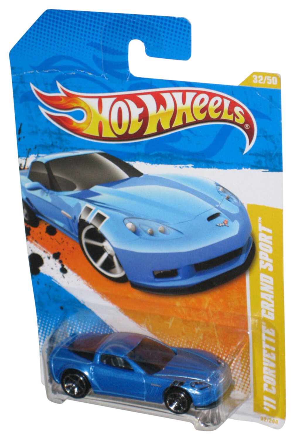 Hot Wheels 2011 New Models Blue '11 Corvette Grand Sport Toy Car 32/244 - (Creased Card) Mattel