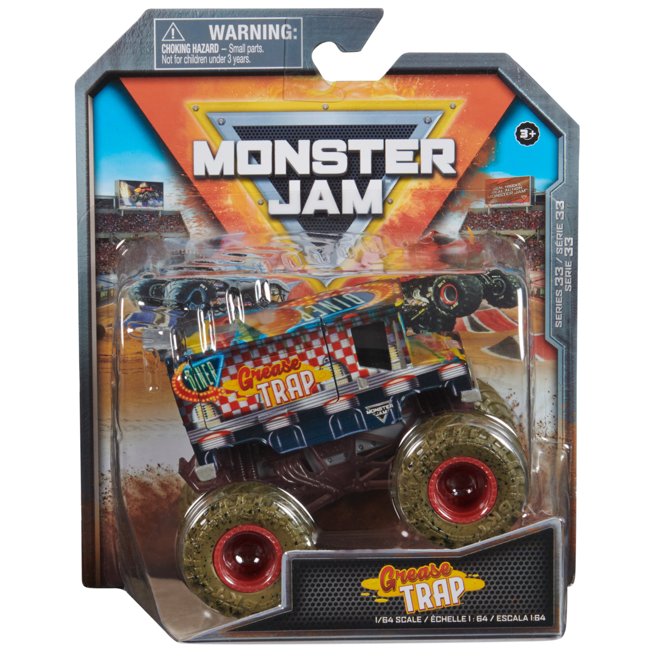 Monster Jam Grease Trap - 1:64 Scale Monster Trucks, Girl and Boy Toys Monster Jam