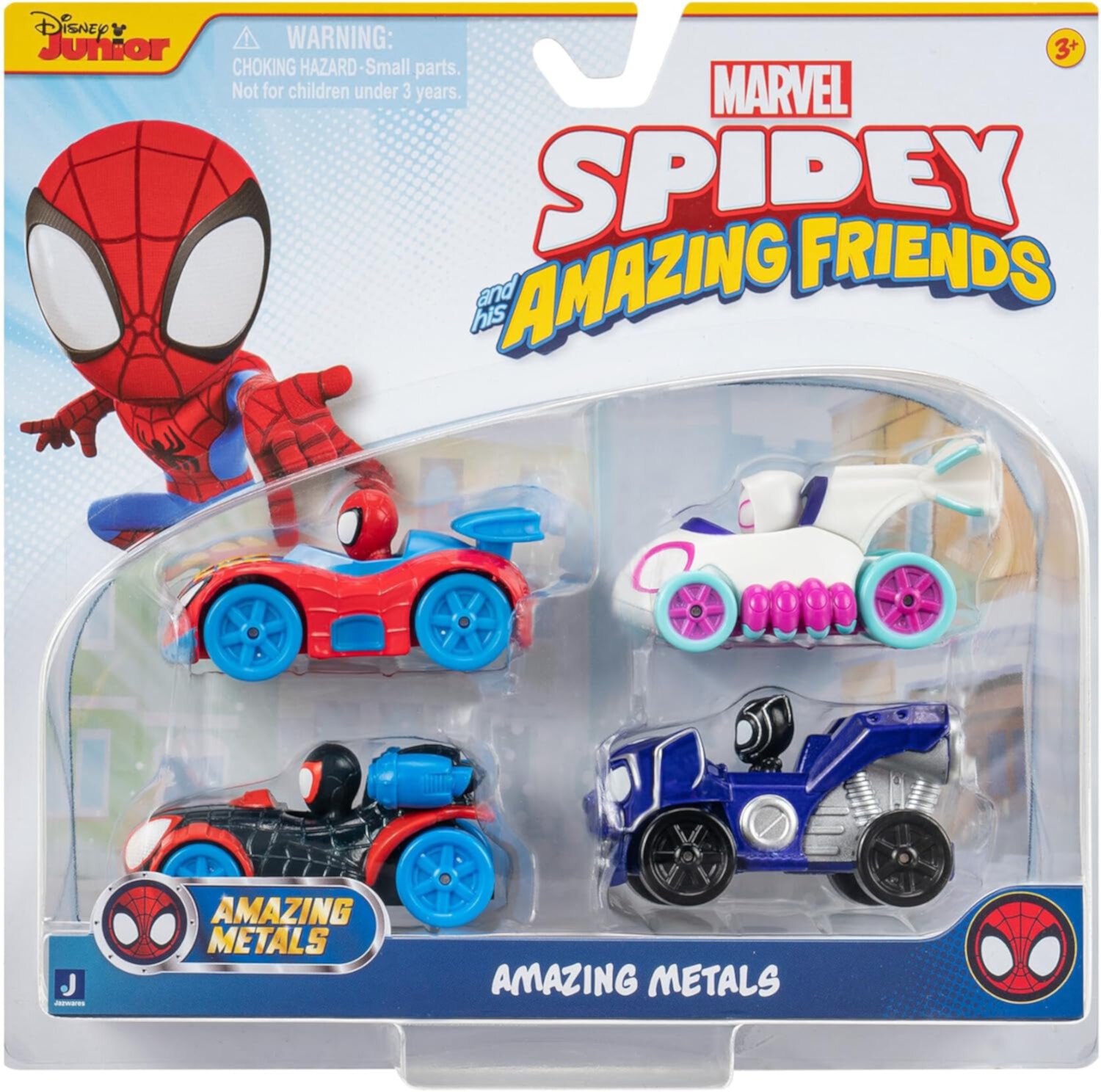 Marvel Amazing Metals Spidey, Ghost-Spider, Black Panther & Miles Morales Diecast Vehicle 4-Pack Marvel