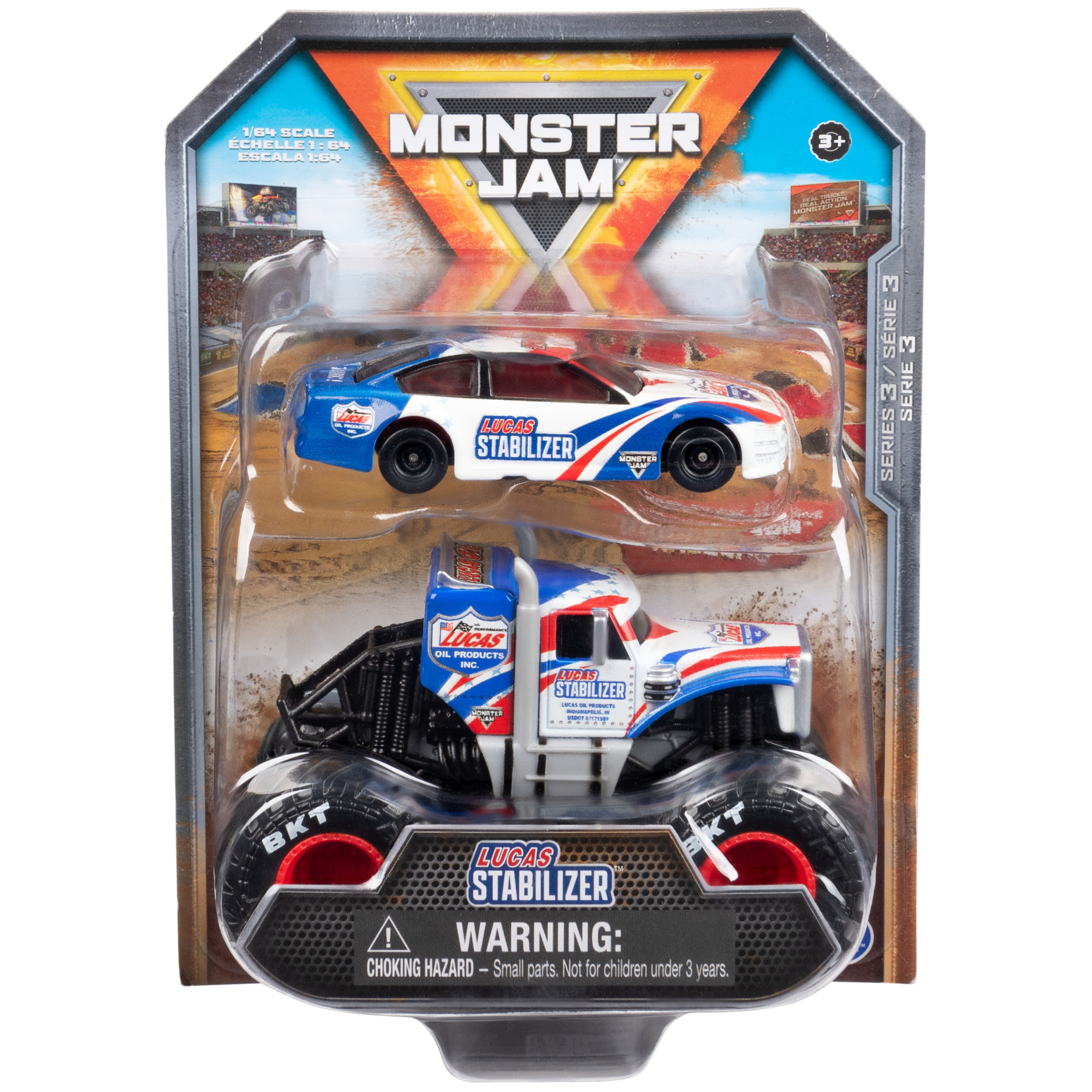 Monster Jam Monster Lucas Stabilizer Truck and Race Car, 1:64 Scale (Walmart Exclusive) Monster Jam