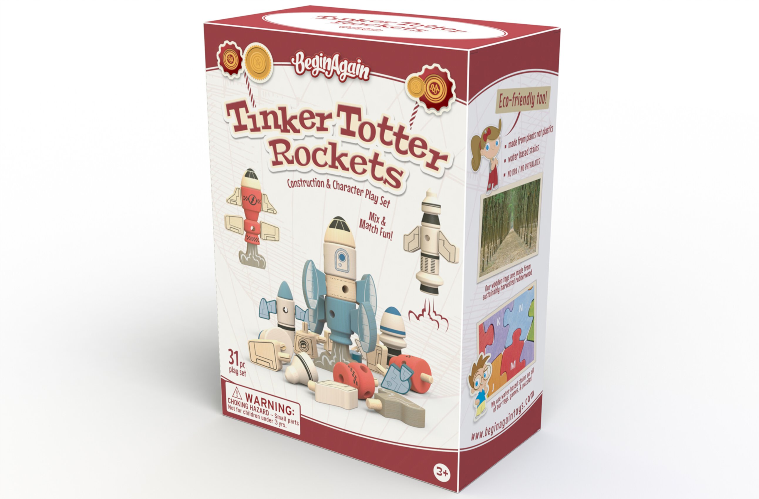 Конструктор Tinker Totter Rockets, 31 деталь, развивает творческие и моторные навыки Begin Again Toys