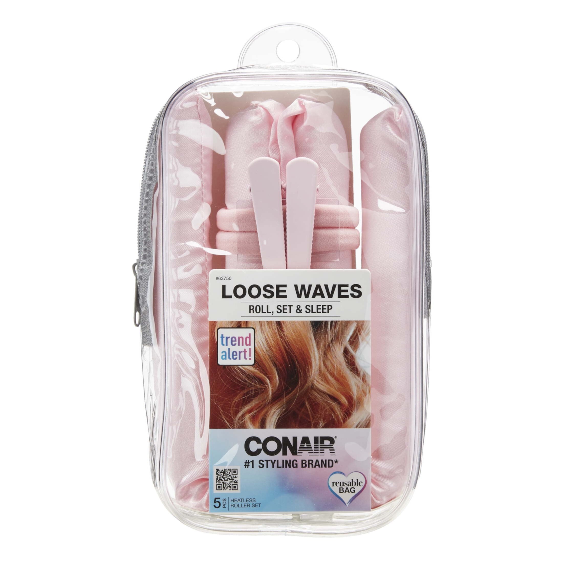 (2 pack) Conair Loose Waves Heatless Satin Foam Soft Twist Hair Roller Curling Set, 5 Ct Conair