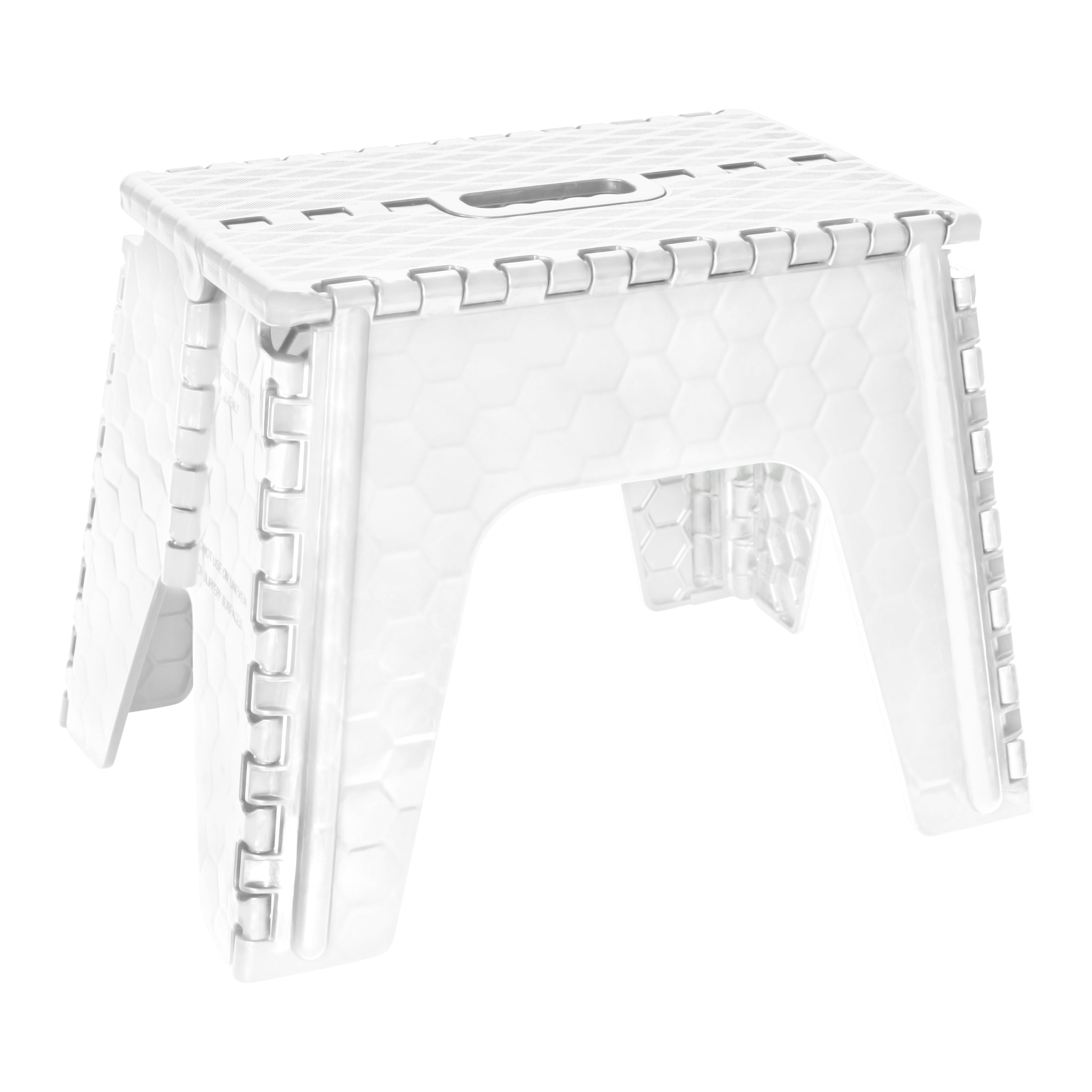 Simplify 12" Plastic Folding Single Step Stool in White Simplify