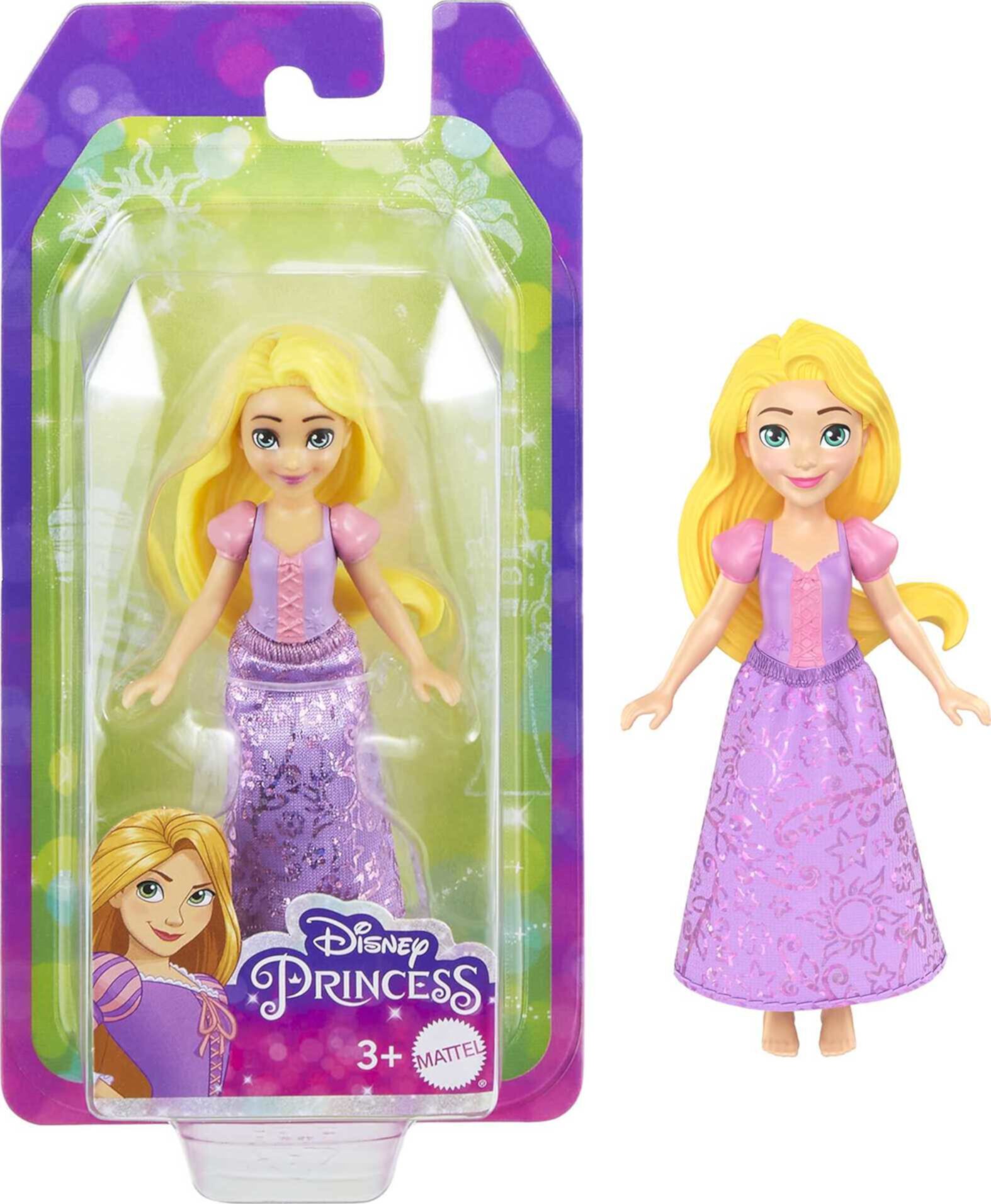 Disney Princess Rapunzel Small Doll with Blonde Hair & Green Eyes, Signature Purple Look Disney Princess